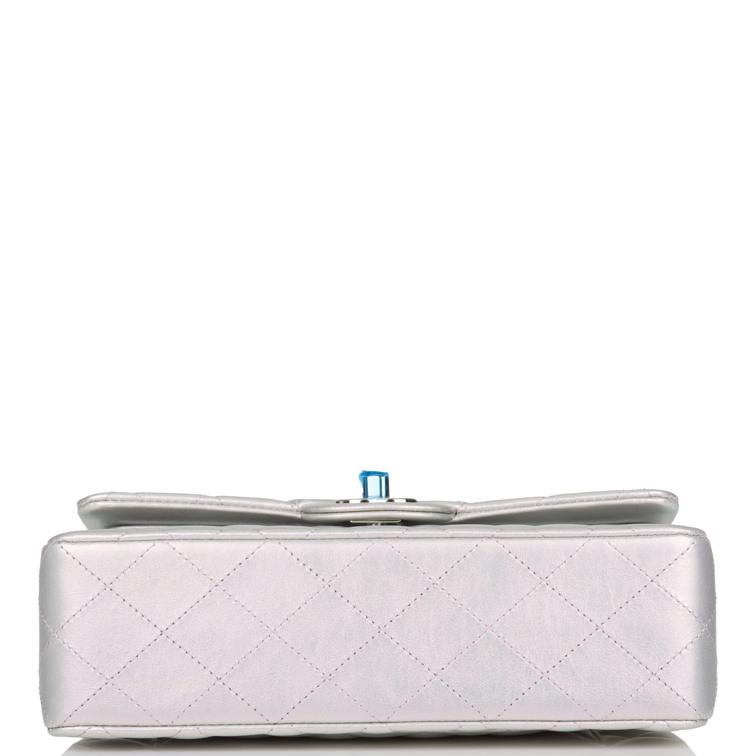 Chanel Small Classic Double Flap Bag Purple Iridescent Lambskin Silver Hardware