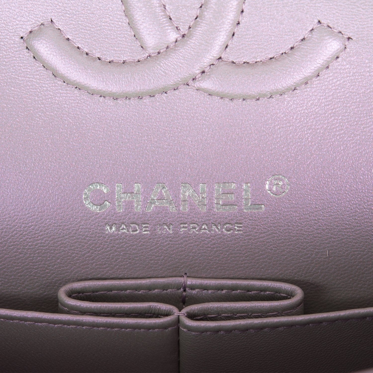 Chanel Small Classic Double Flap Bag Purple Iridescent Lambskin Silver Hardware