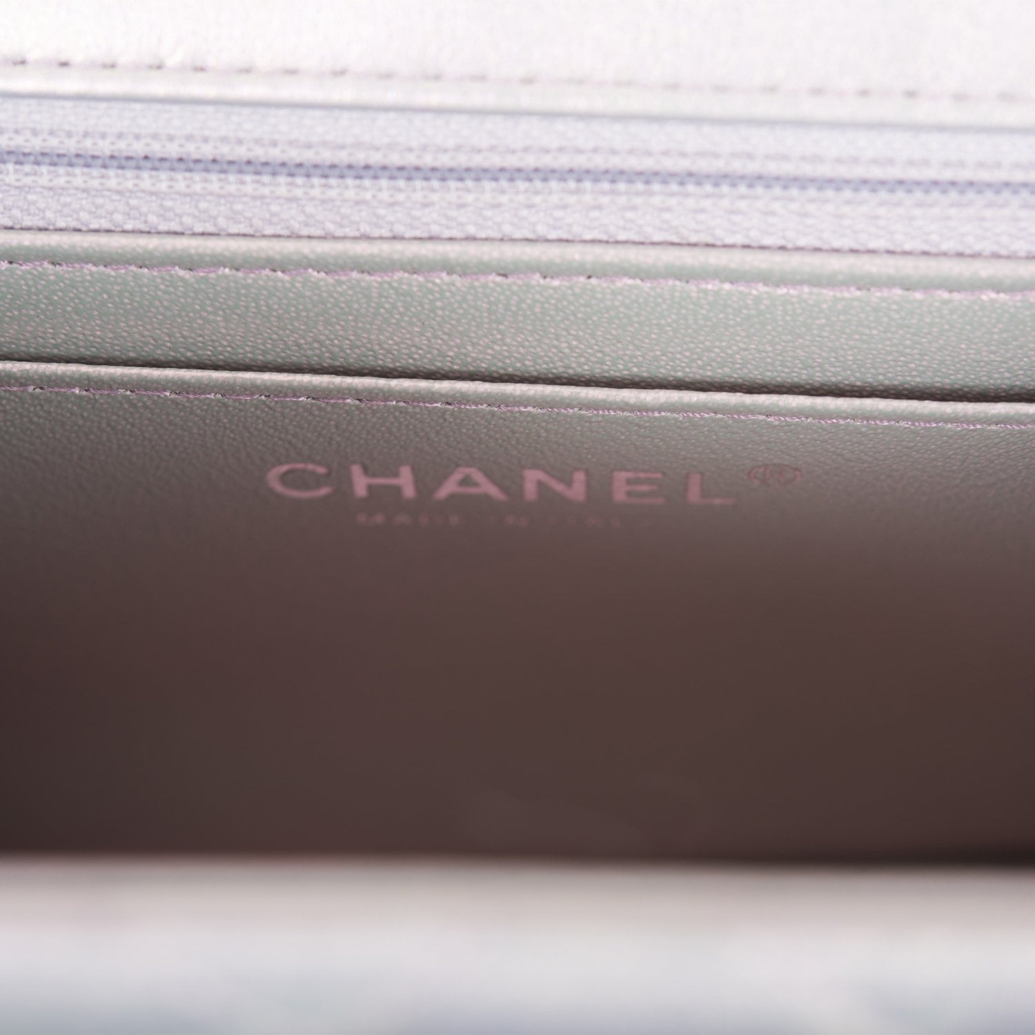 Chanel Mini Square Flap Bag Lavender Iridescent Lambskin Silver Hardware