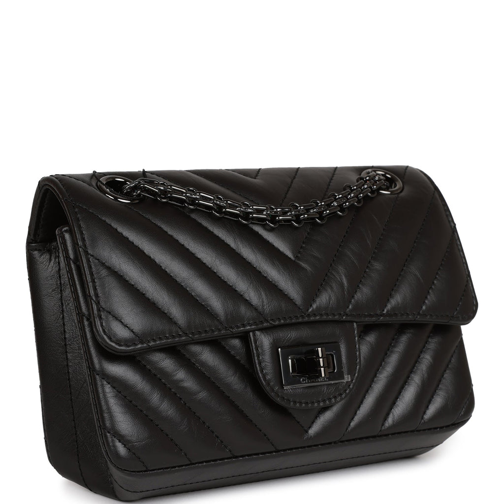 Chanel Mini Reissue 2.55 SO Black Chevron Calfskin Black Hardware