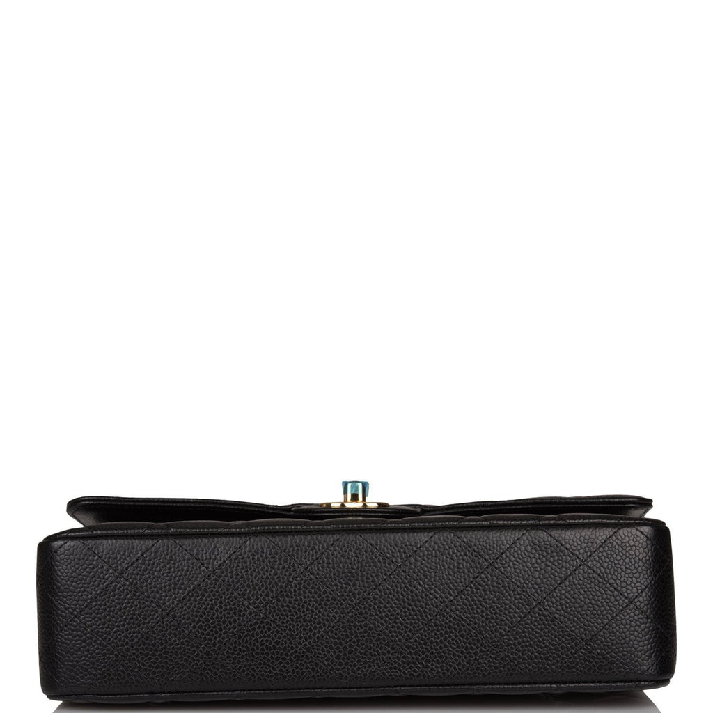 Chanel Medium Classic Double Flap Bag Black Quilted Caviar Gold Hardware