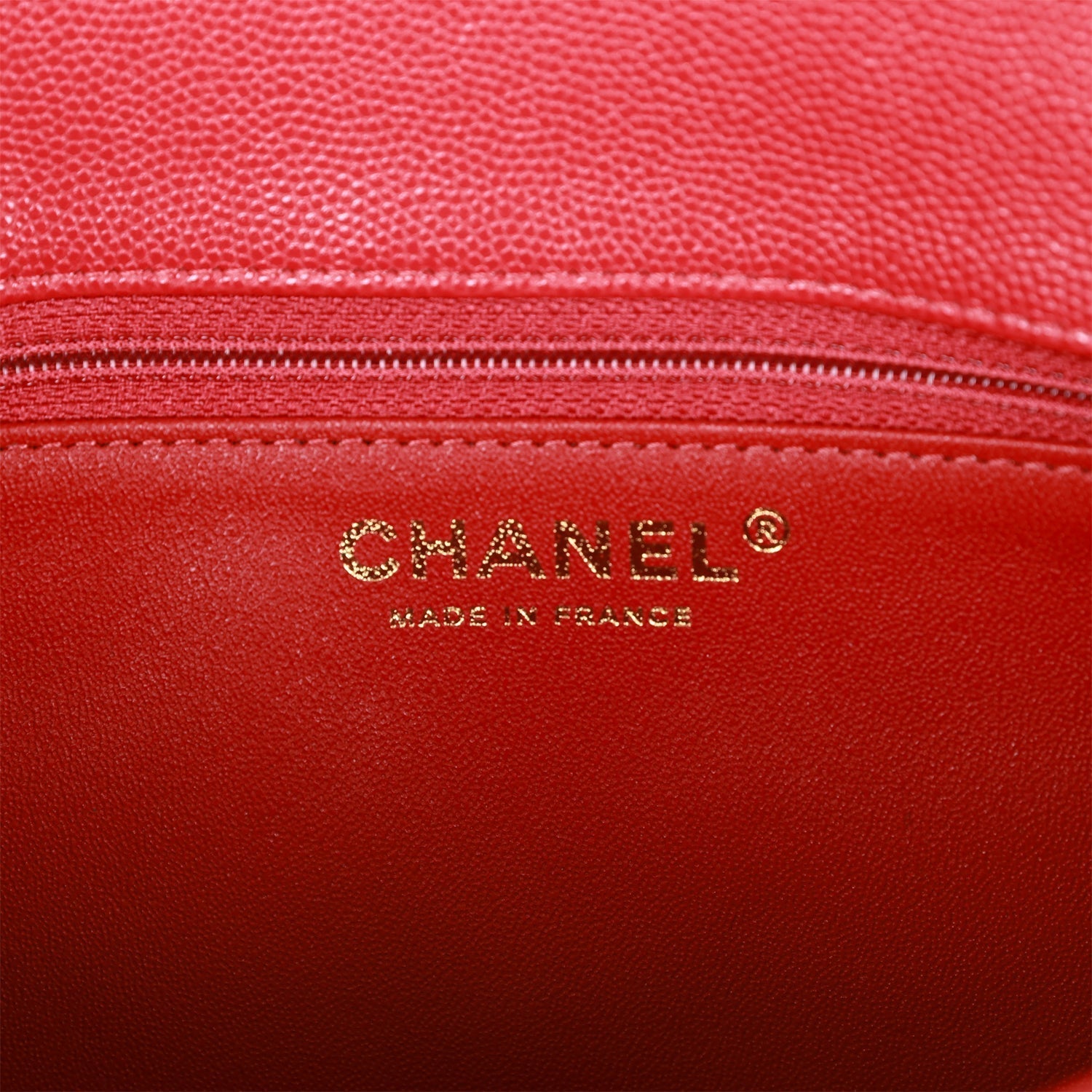 Chanel Flap Clutch Bag Red Caviar Light Gold Hardware
