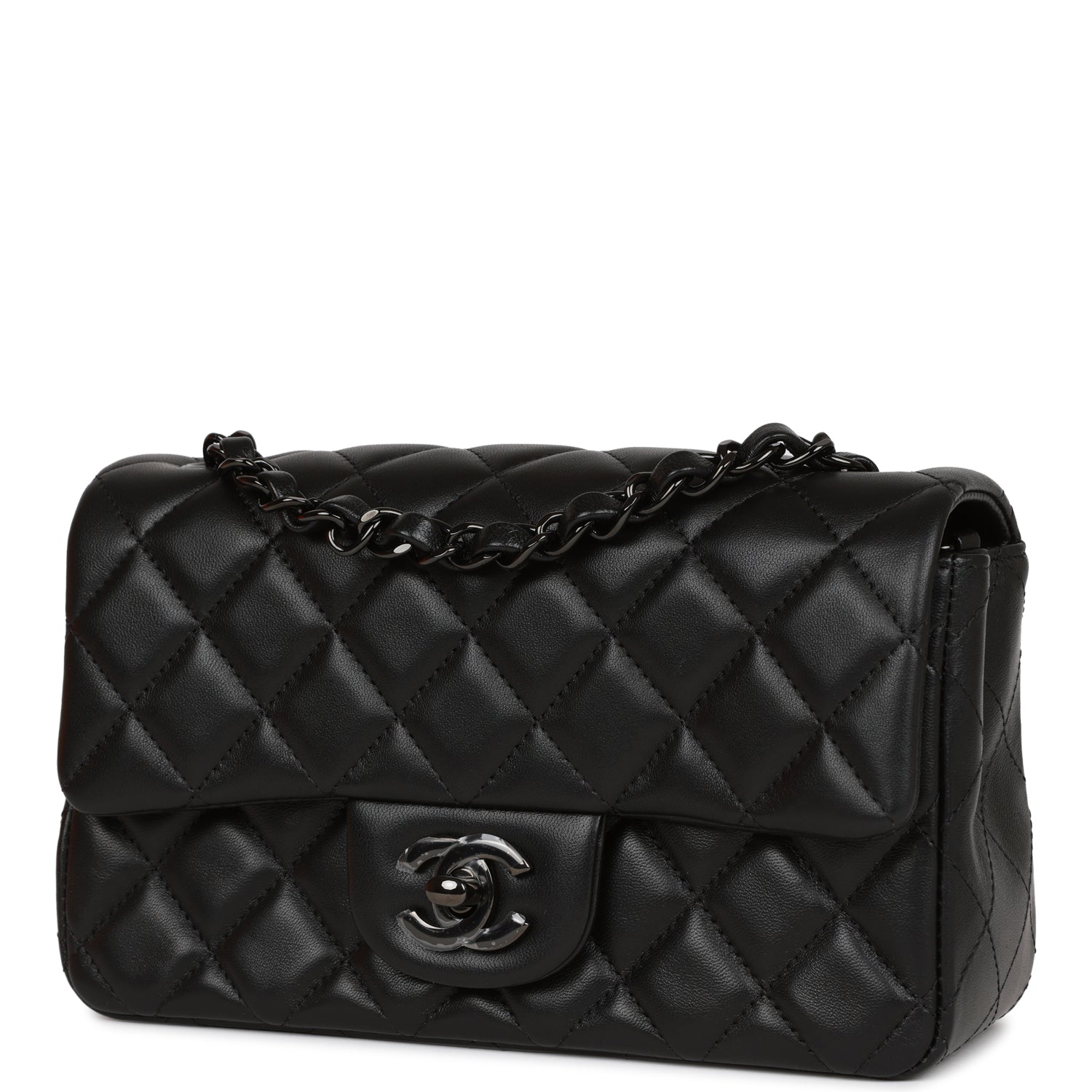 Chanel Mini Rectangular Flap Bag SO Black Lambskin Black Hardware