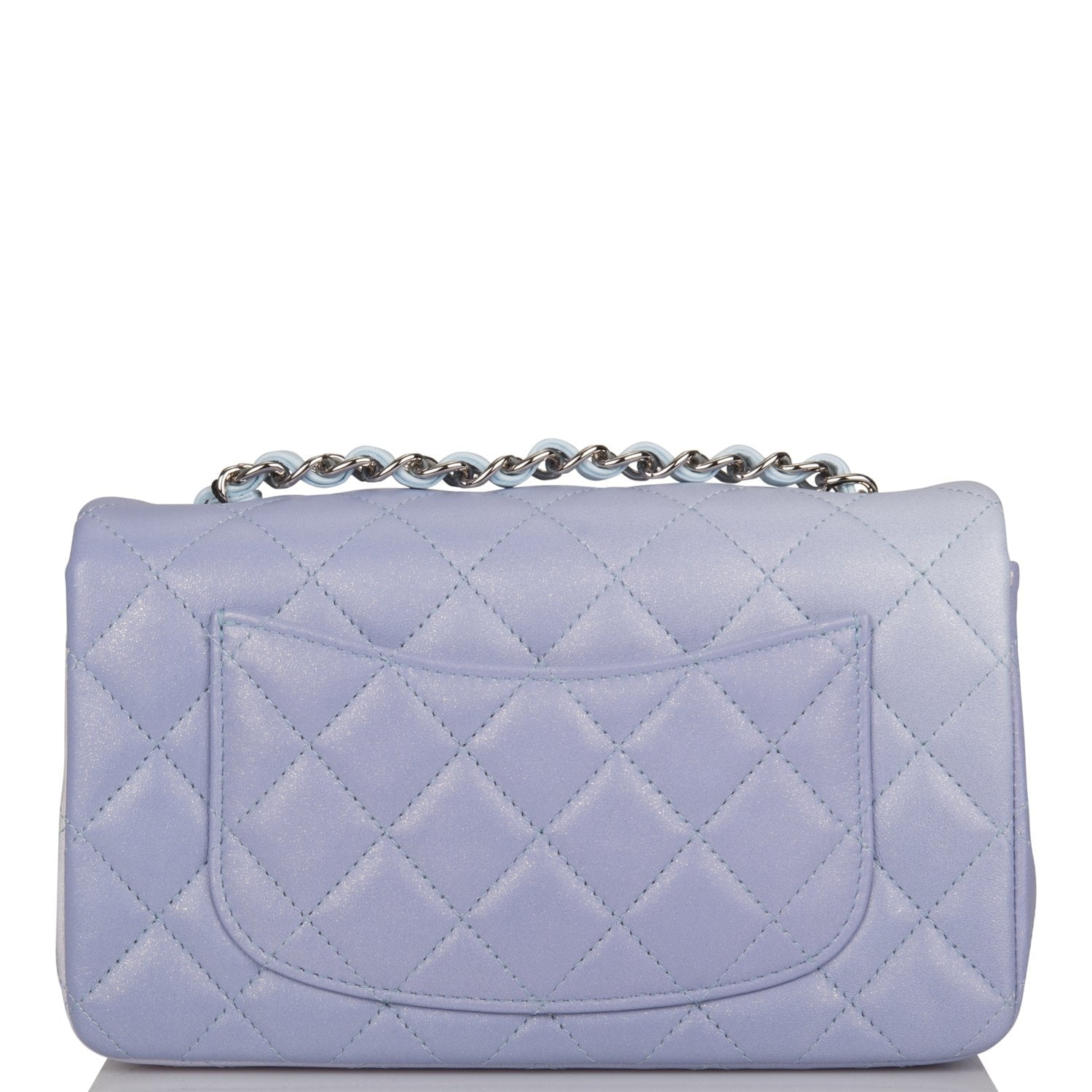 Chanel Mini Rectangular Flap Bag Blue Metallic Ombre Lambskin Silver Hardware