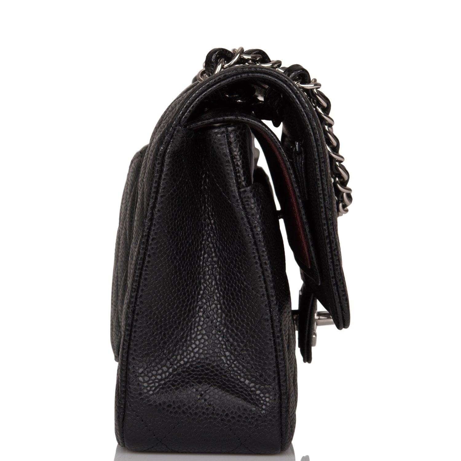 Chanel Black Quilted Caviar Medium Classic Double Flap Bag Silver Hardware