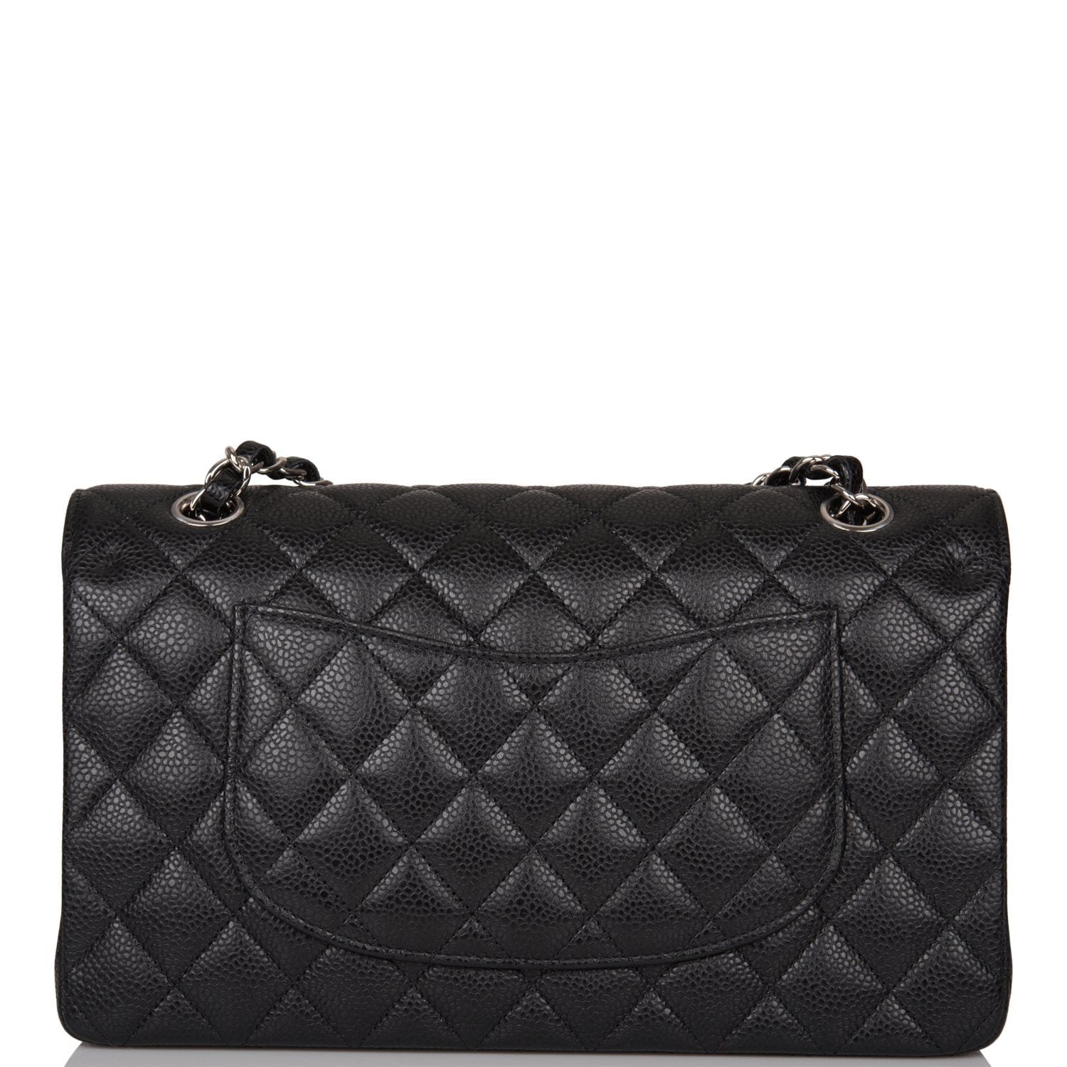 Chanel Black Quilted Caviar Medium Classic Double Flap Bag Silver Hardware