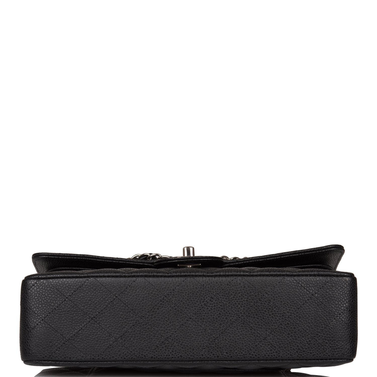 Chanel Black Quilted Caviar Medium Classic Double Flap Bag Silver Hardware