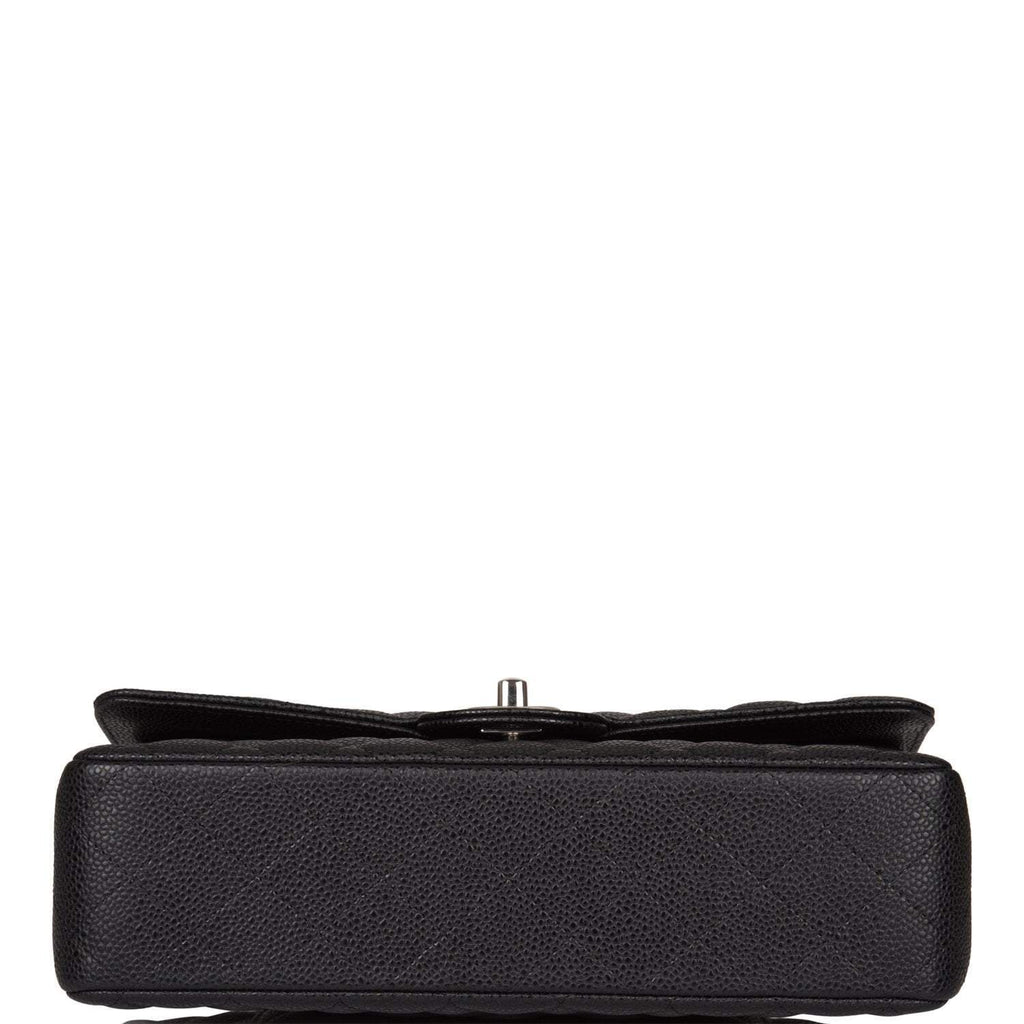 Chanel Medium Classic Double Flap Bag Black Caviar Silver Hardware