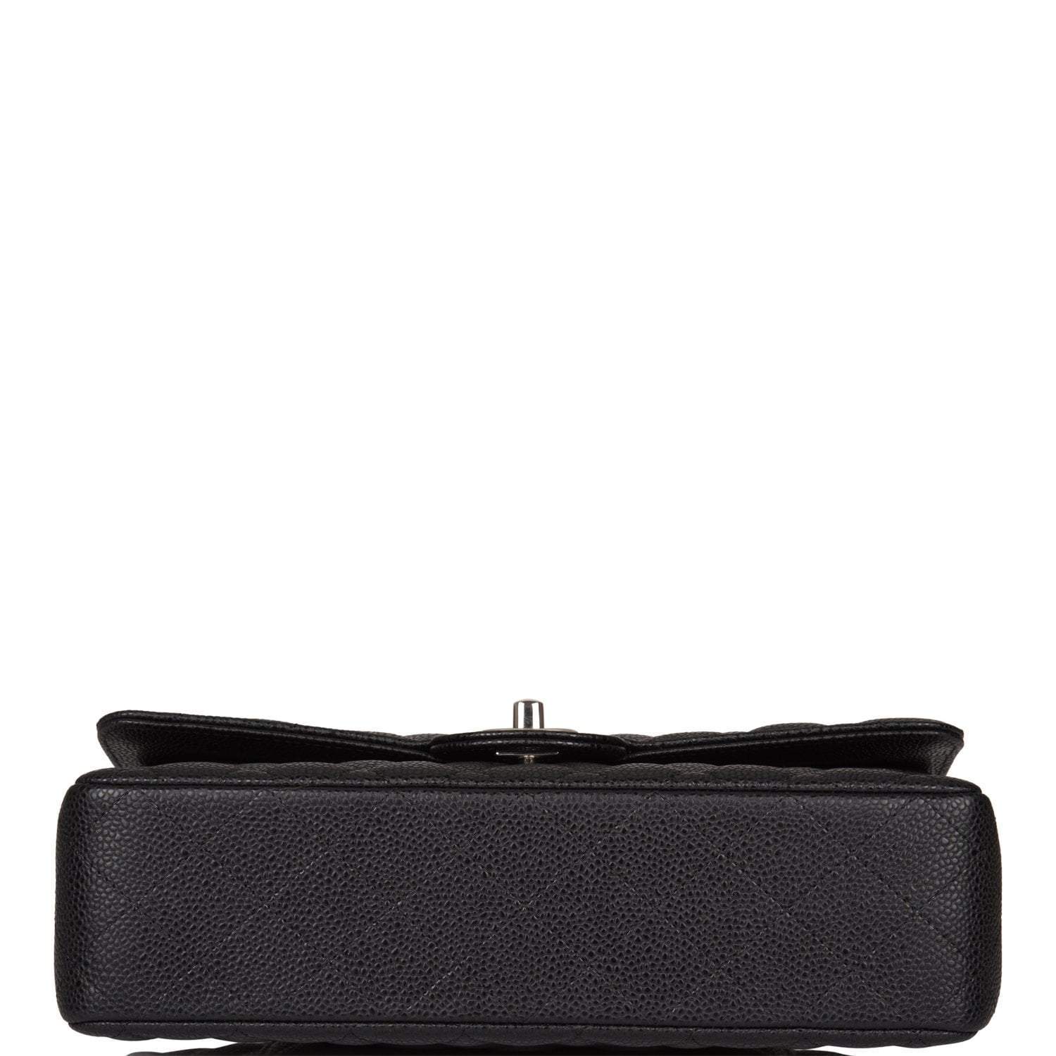 Chanel Medium Classic Double Flap Bag Black Caviar Silver Hardware