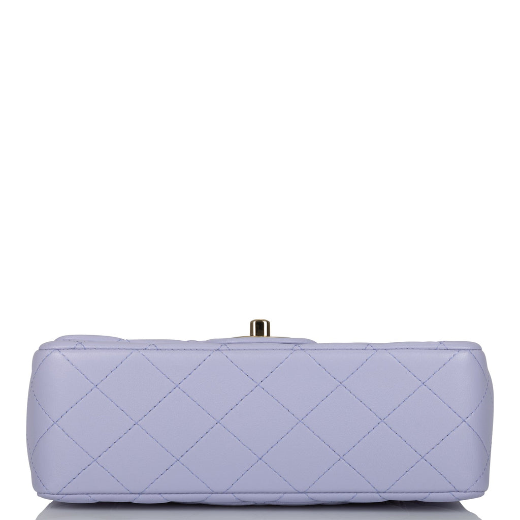 Chanel Mini Rectangular Flap with Top Handle Light Purple Lambskin Light Gold Hardware