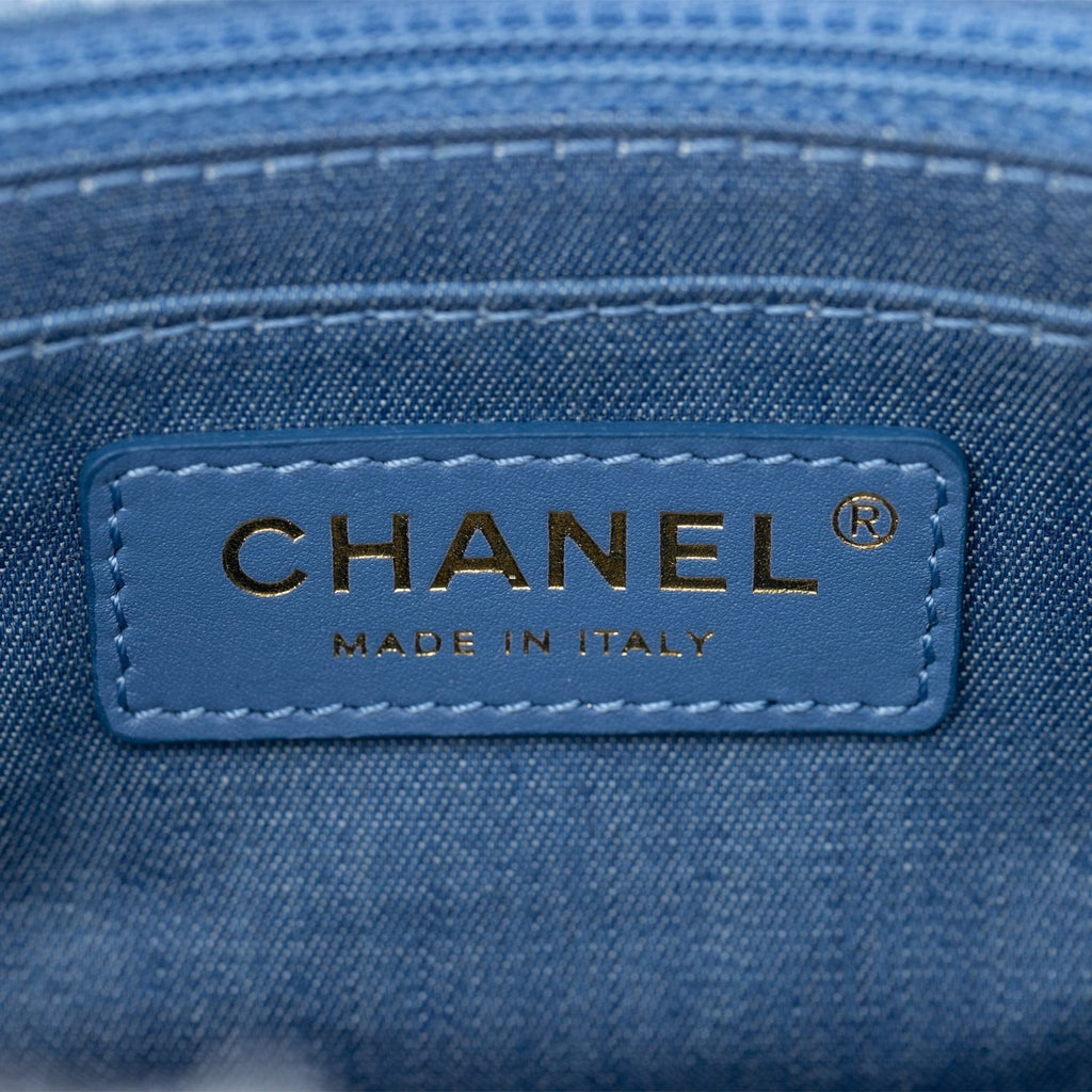 Chanel Pearl Crush Mini Square Flap Bag Denim Antique Gold Hardware