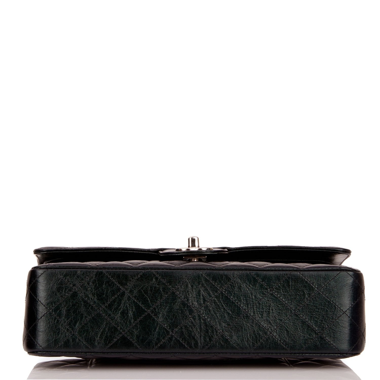 Chanel Medium Classic Double Flap Bag Black Iridescent Quilted Crumpled Calfskin Silver Hardware