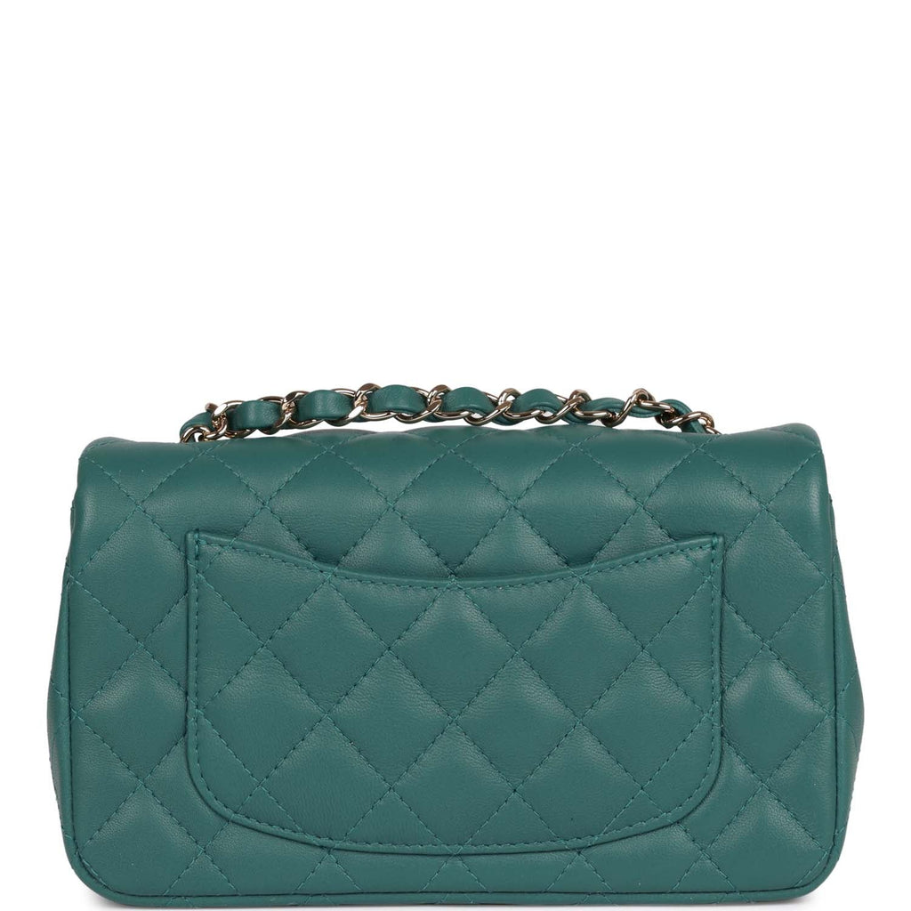 Chanel Mini Rectangular Flap Bag Green Lambskin Light Gold Hardware
