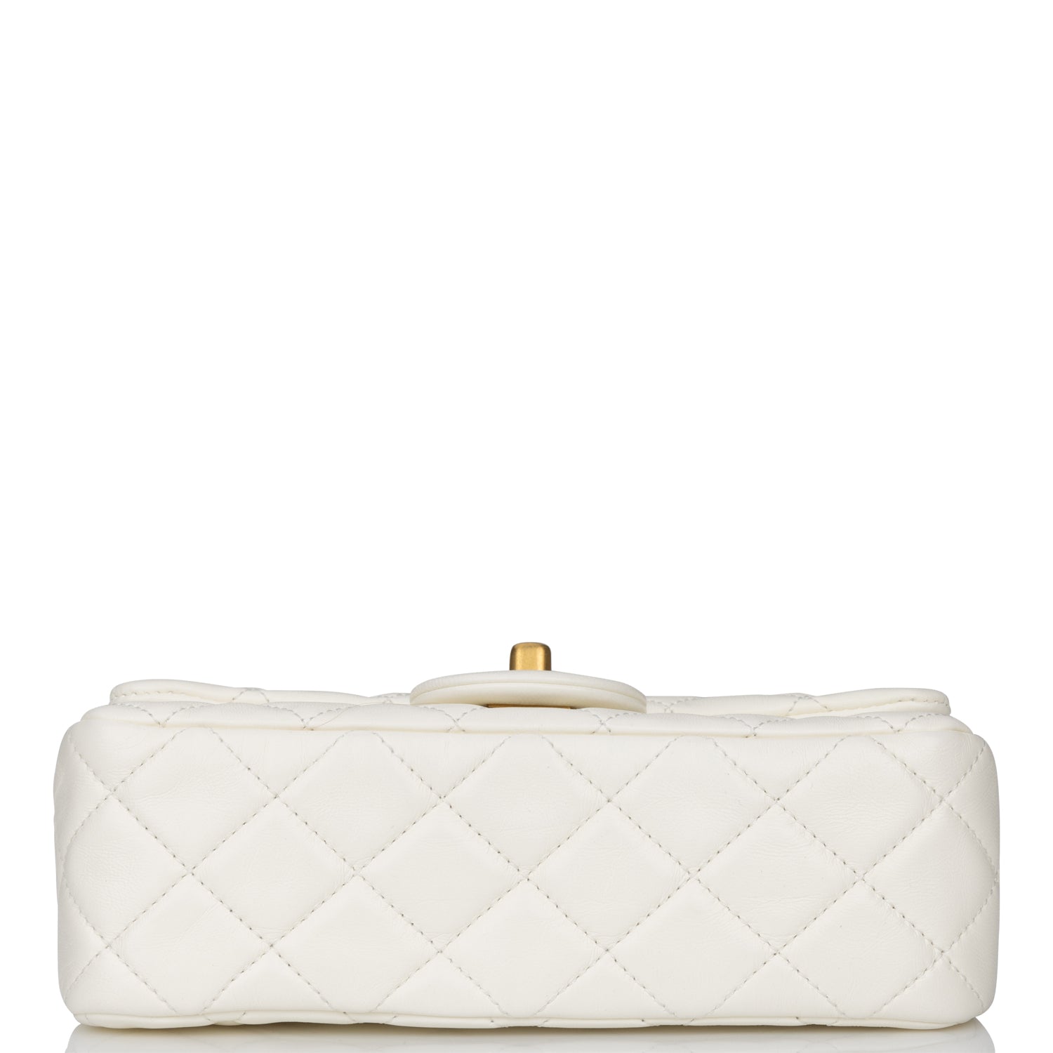 Chanel Pearl Crush Mini Rectangular Flap Bag White Lambskin Antique Gold Hardware