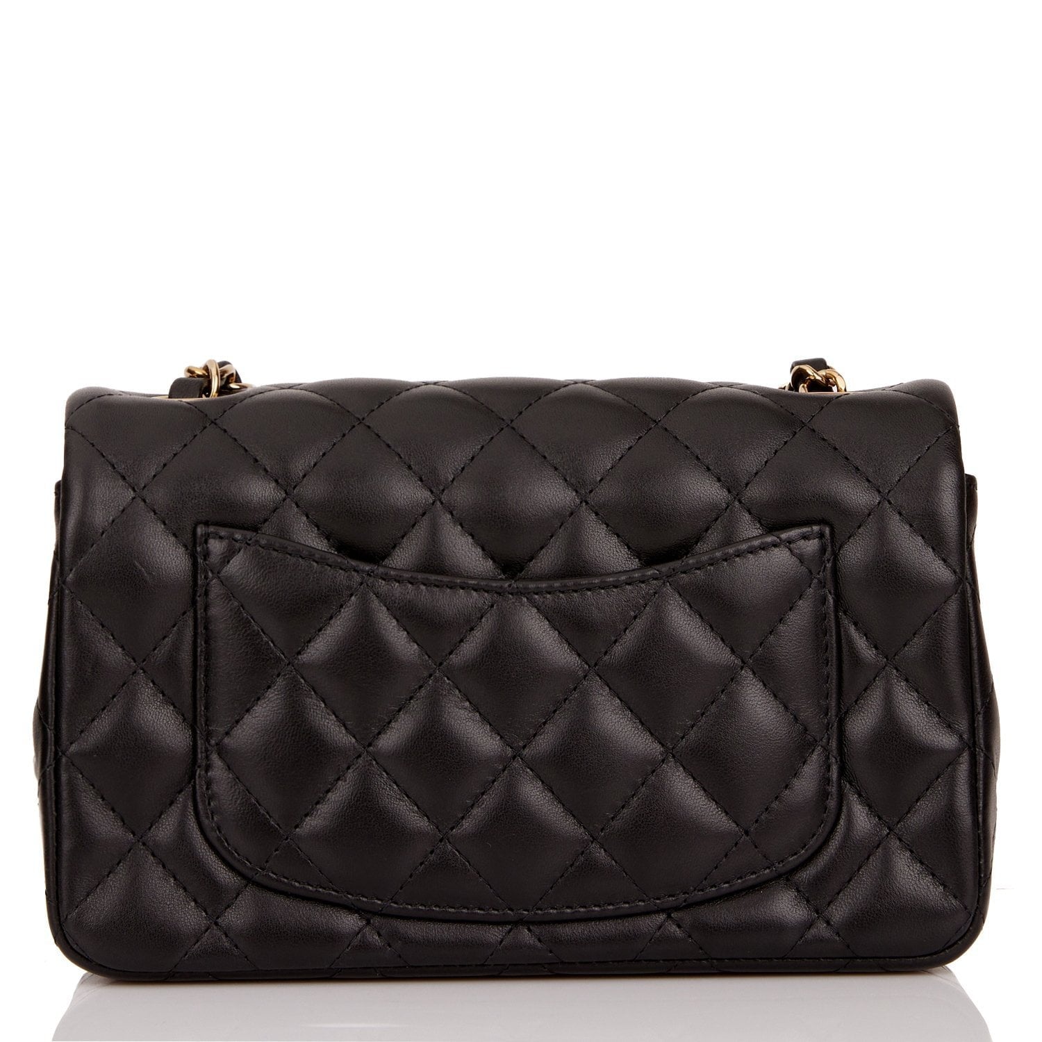 Chanel Mini Rectangular Flap Bag Black Lambskin Light Gold Hardware