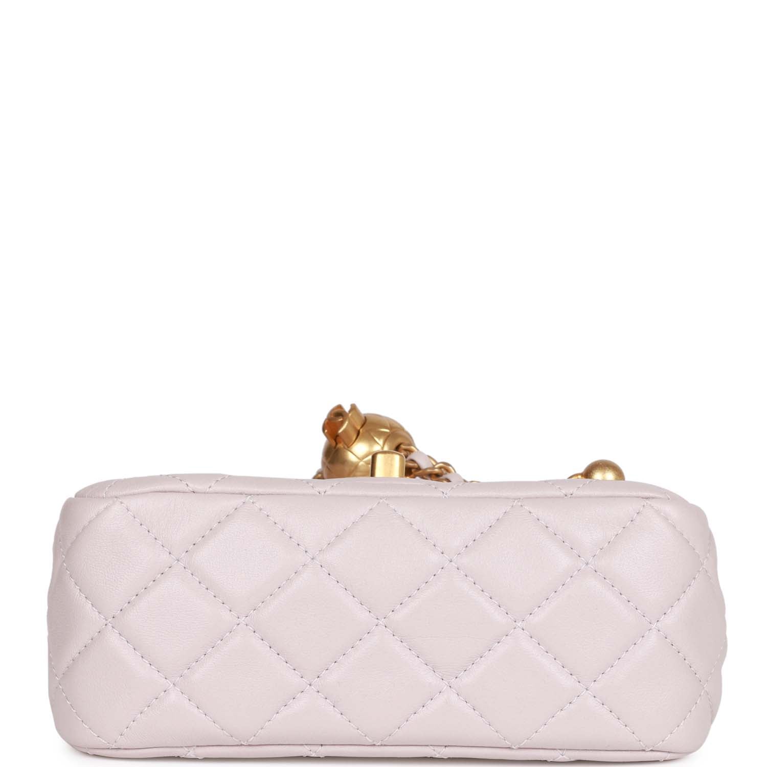 Chanel Pearl Crush Mini Square Flap Bag Purple Lambskin Antique Gold Hardware