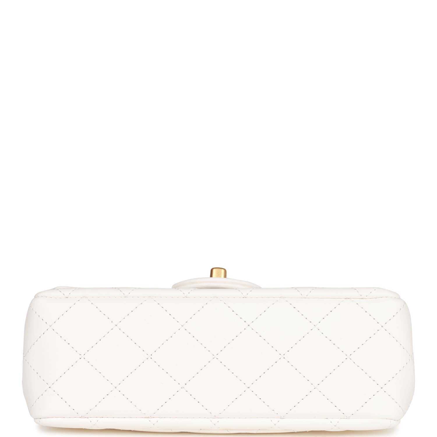 Chanel Pearl Crush Mini Rectangular Flap Bag White Lambskin Antique Gold Hardware