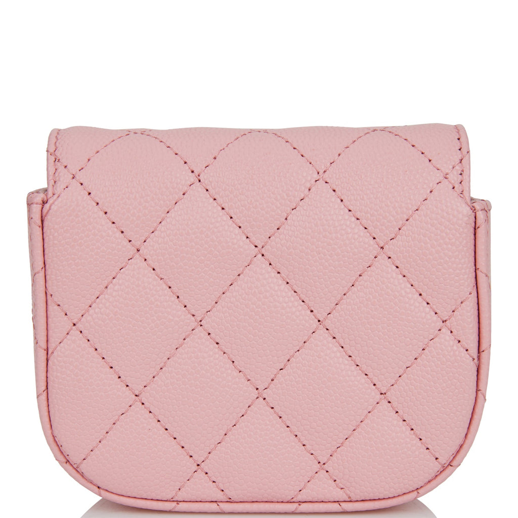 Chanel Mini Clutch With Chain Bag Pink Caviar Gold Hardware