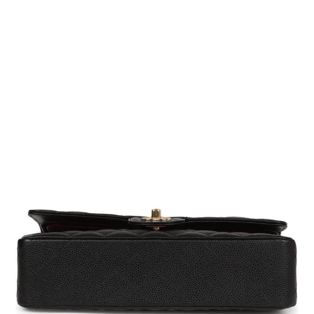 Chanel Medium Classic Double Flap Bag Black Quilted Caviar Gold Hardware