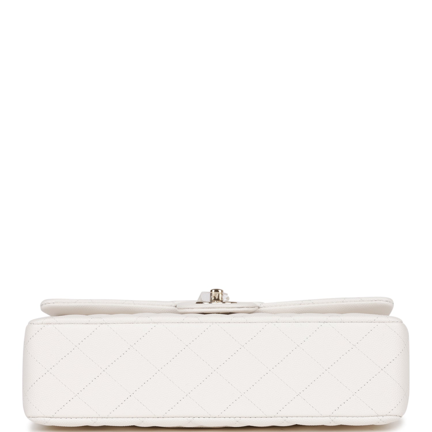 Chanel Medium Classic Double Flap Bag White Caviar Light Gold Hardware