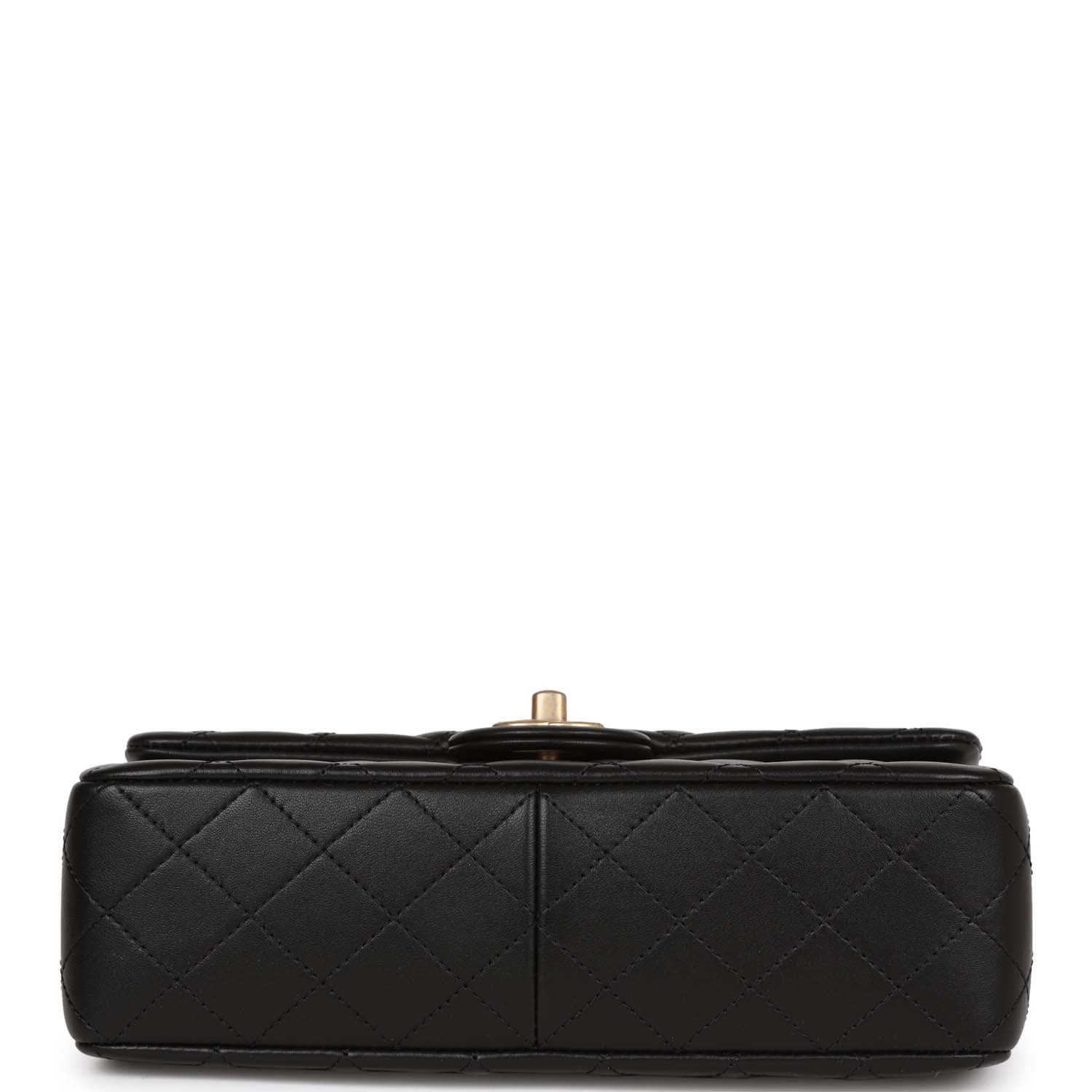 Chanel Medium Camellia Crush Flap Bag Black Lambskin Antique Gold Hardware