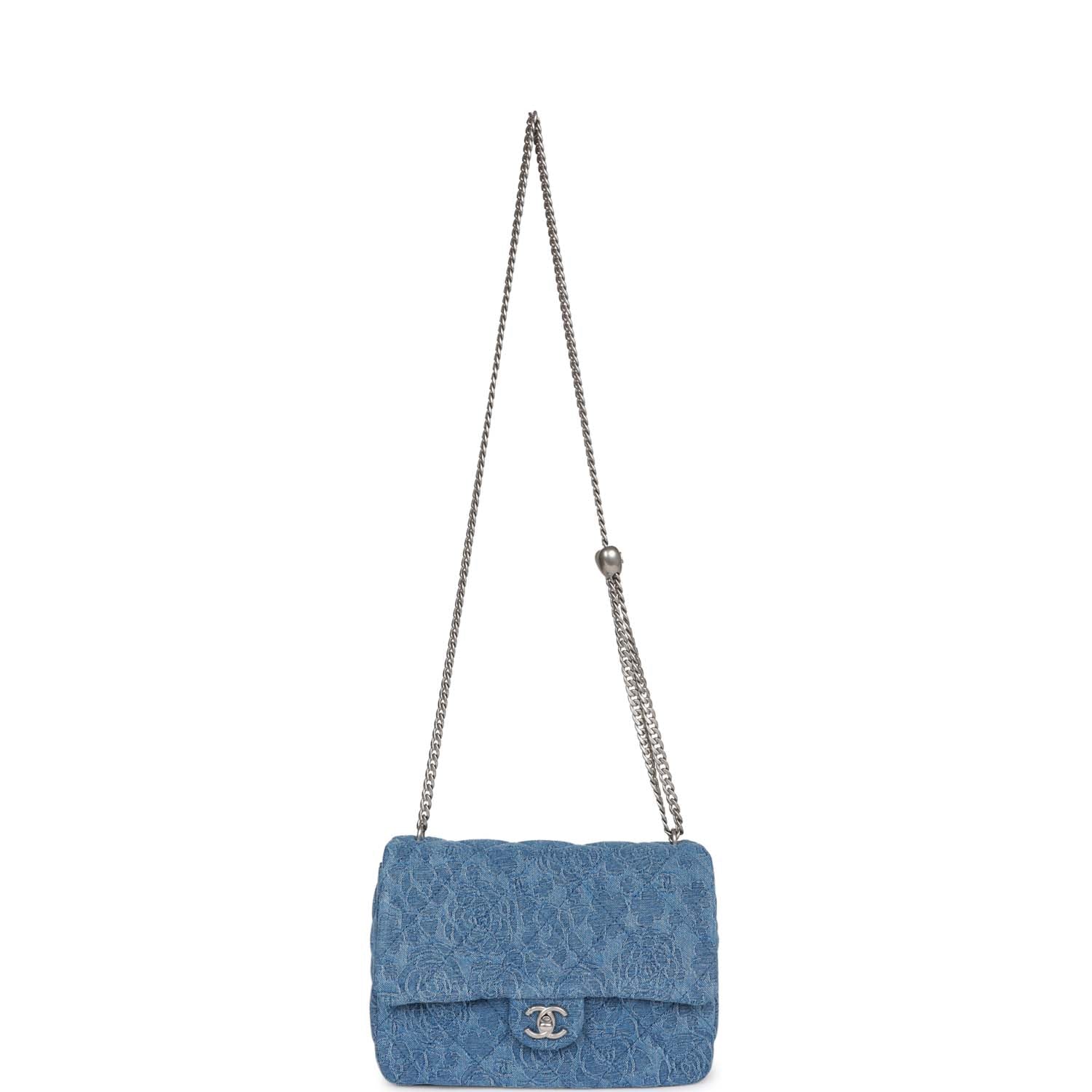 Chanel Medium Sweetheart Crush Flap Bag Denim Brocade Aged Silver Hardware
