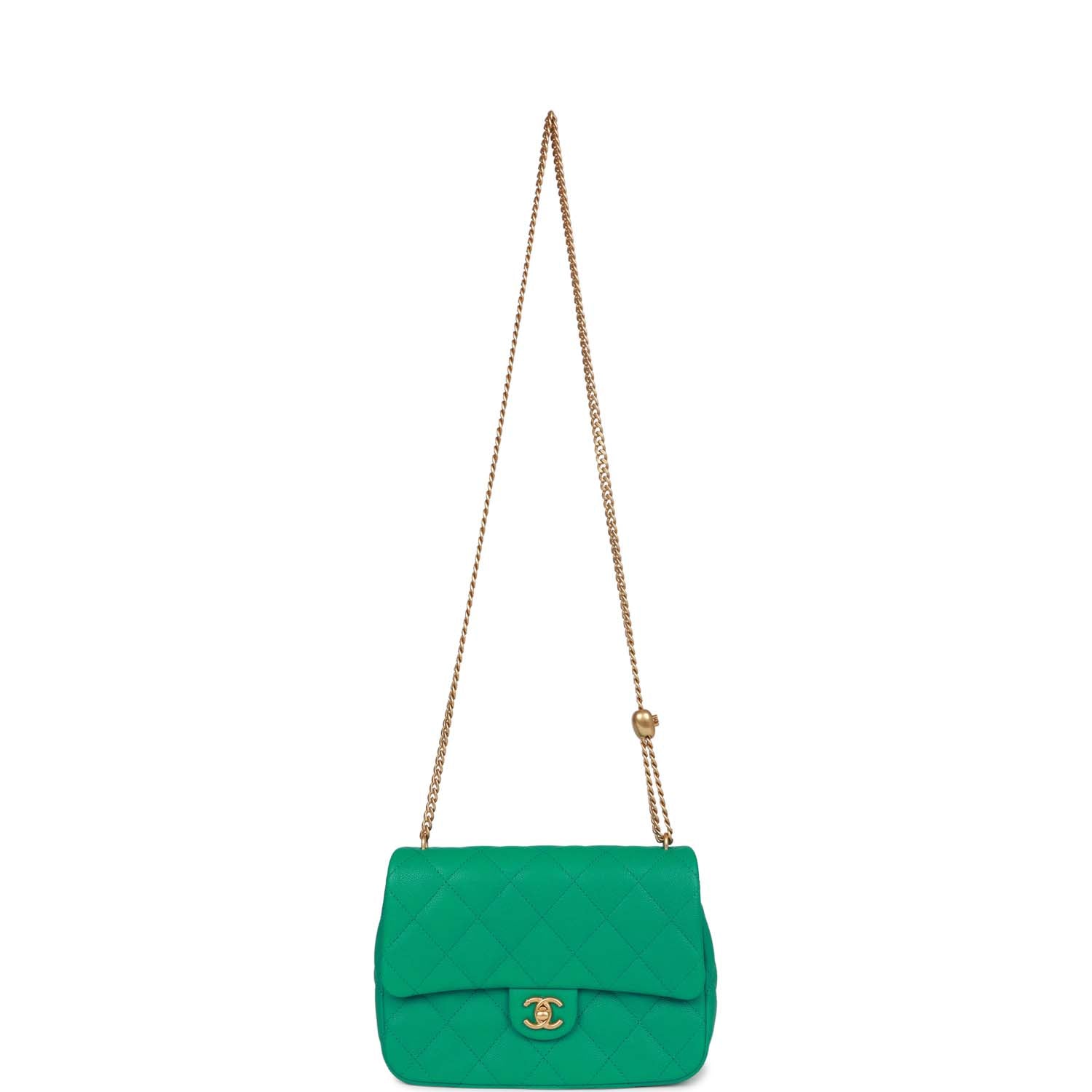 Chanel Medium Sweetheart Crush Flap Bag Green Caviar Antique Gold Hardware