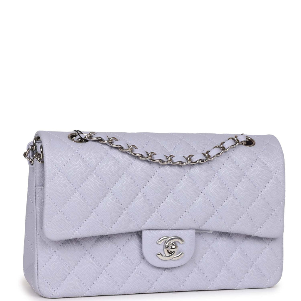 Chanel Medium Classic Double Flap Lavender Caviar Silver Hardware