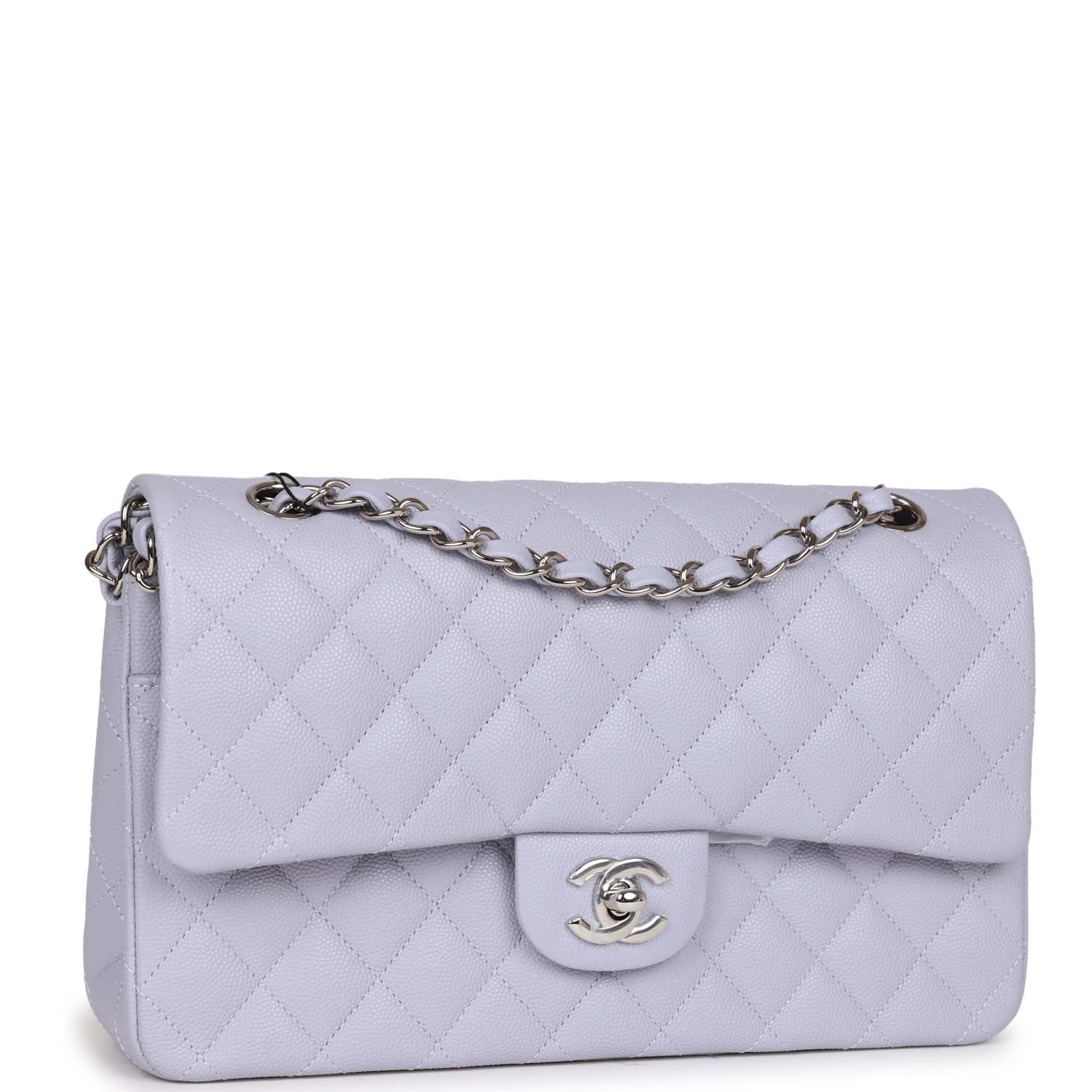 Chanel Medium Classic Double Flap Lavender Caviar Silver Hardware
