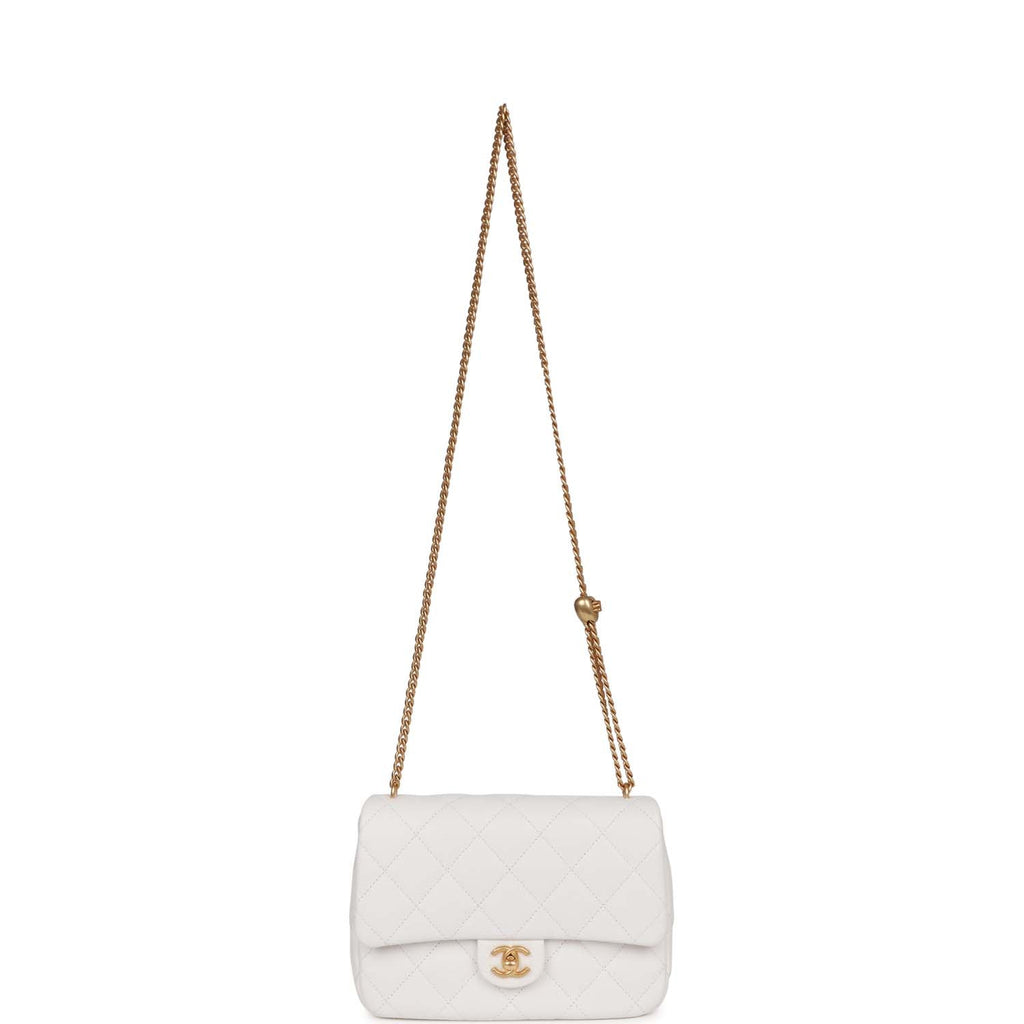 Chanel Medium Sweetheart Crush Flap Bag White Caviar Antique Gold Hardware