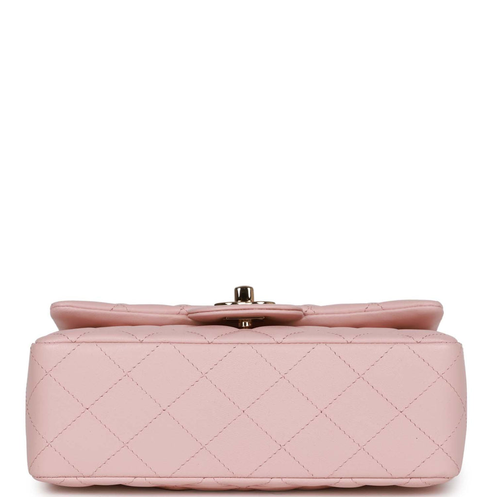 Chanel Mini Rectangular Flap Bag Pink Lambskin Light Gold Hardware