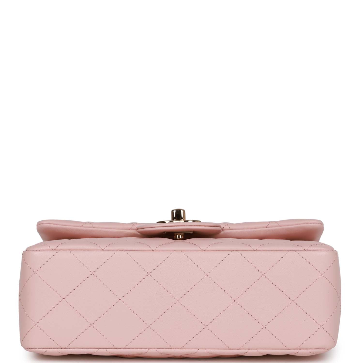 Chanel Mini Rectangular Flap Bag Pink Lambskin Light Gold Hardware