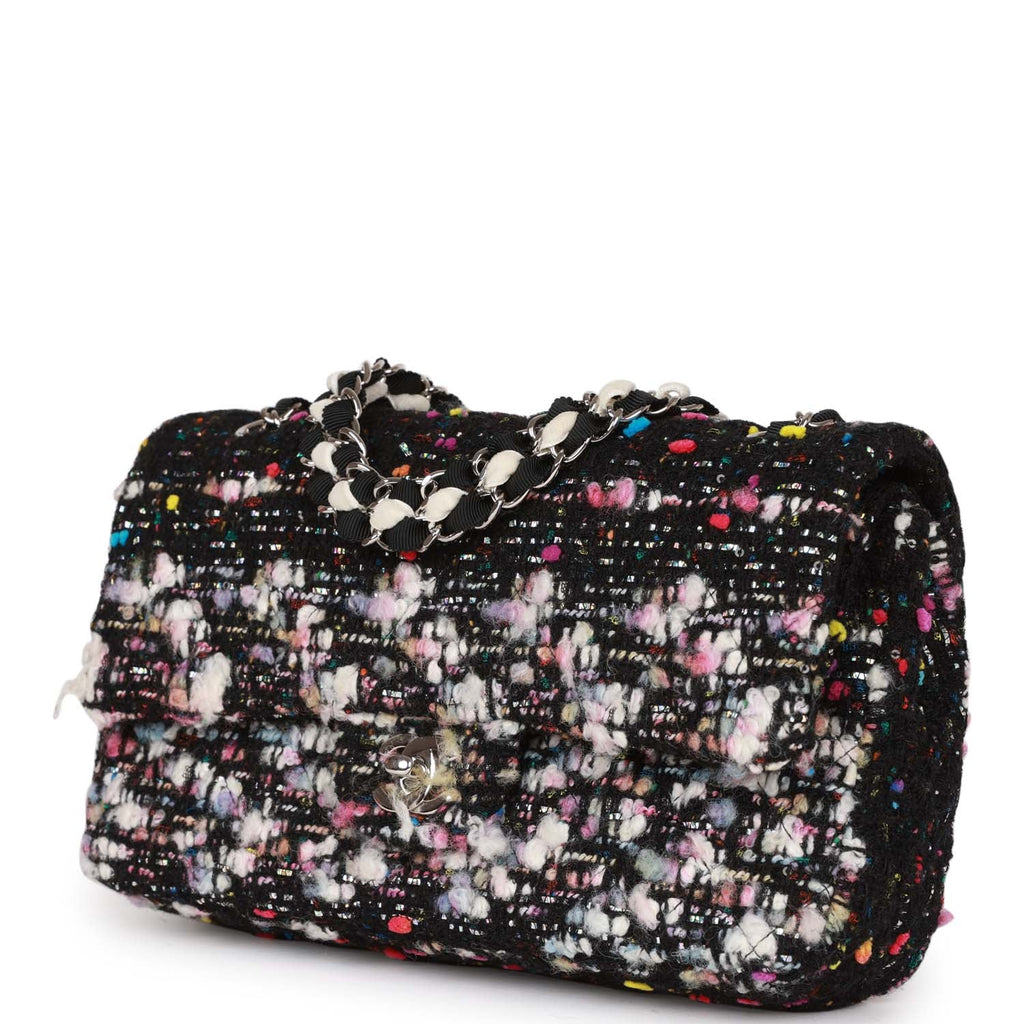 Chanel Medium Classic Double Flap Multicolor Tweed Silver Hardware