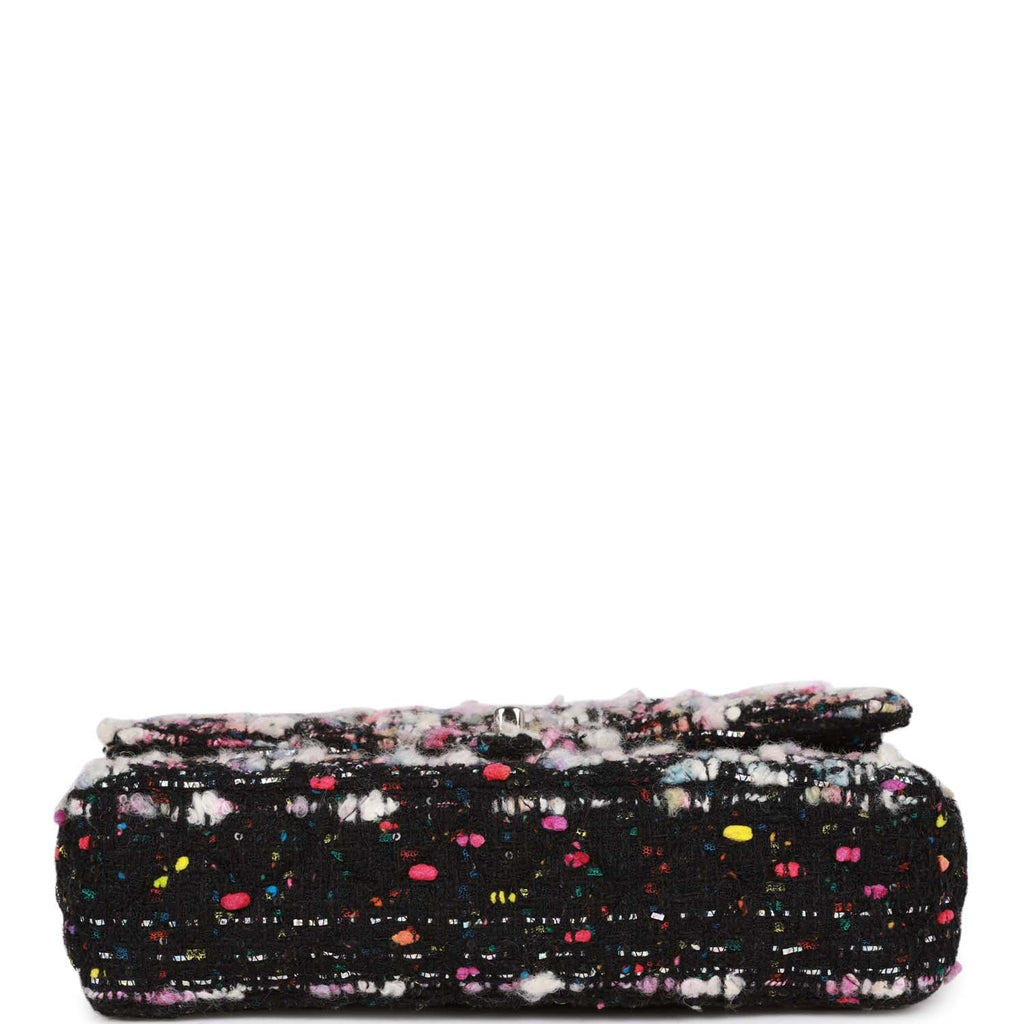 Chanel Medium Classic Double Flap Multicolor Tweed Silver Hardware