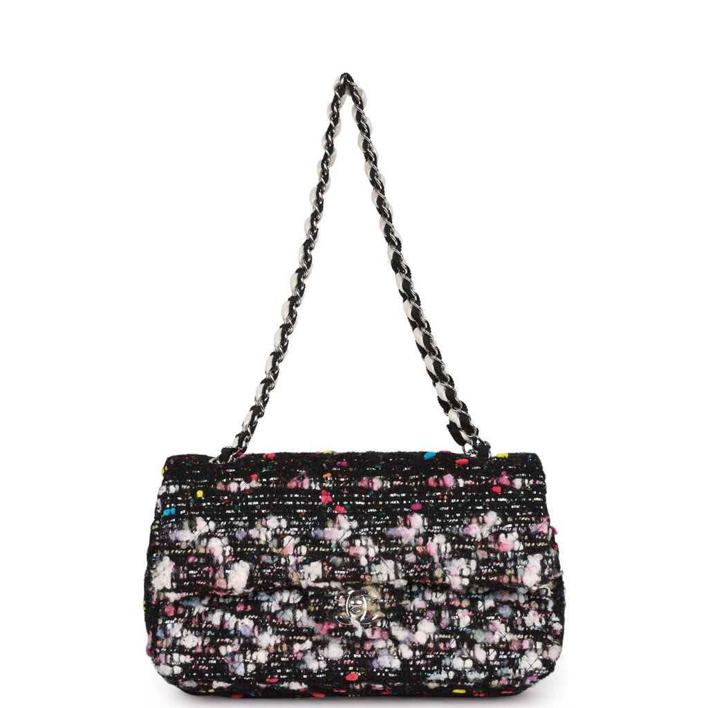 Chanel Medium Classic Double Flap Multicolor Tweed Silver Hardware