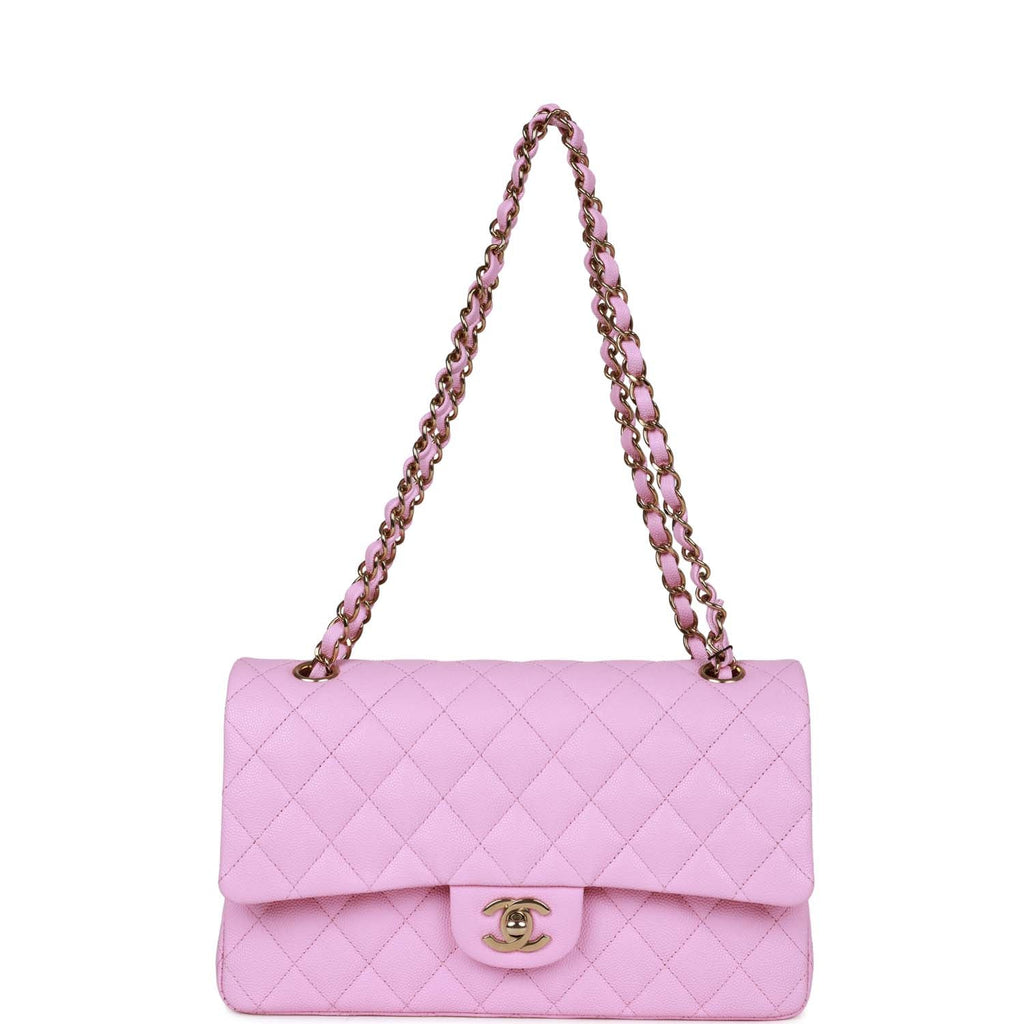 Chanel Medium Classic Double Flap Bag Lilac Caviar Gold Hardware
