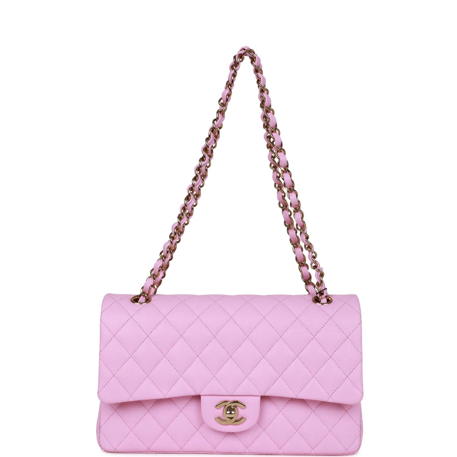 Chanel Medium Classic Double Flap Bag Lilac Caviar Gold Hardware