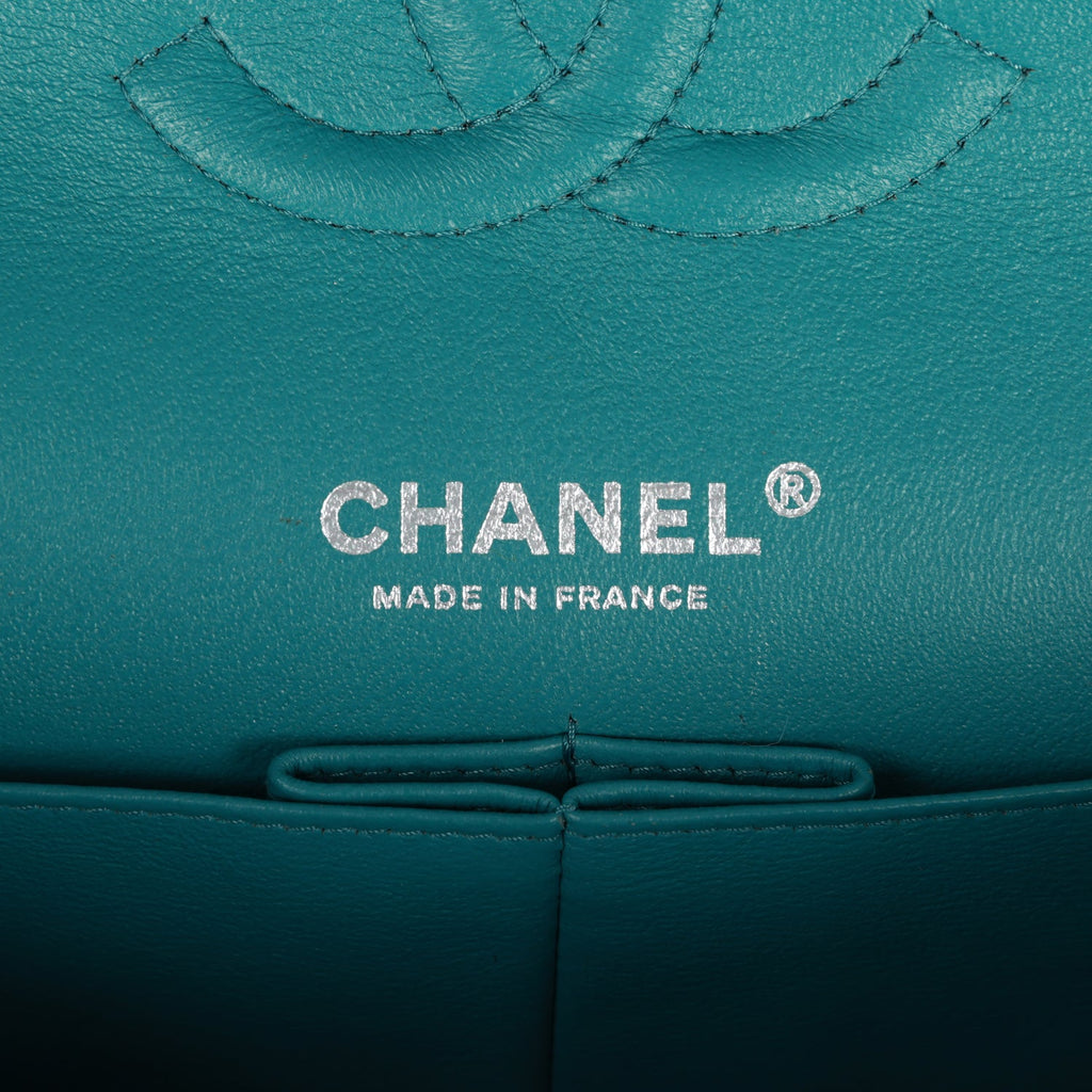 Chanel Medium Classic Double Flap Bag Blue Lambskin Silver Hardware