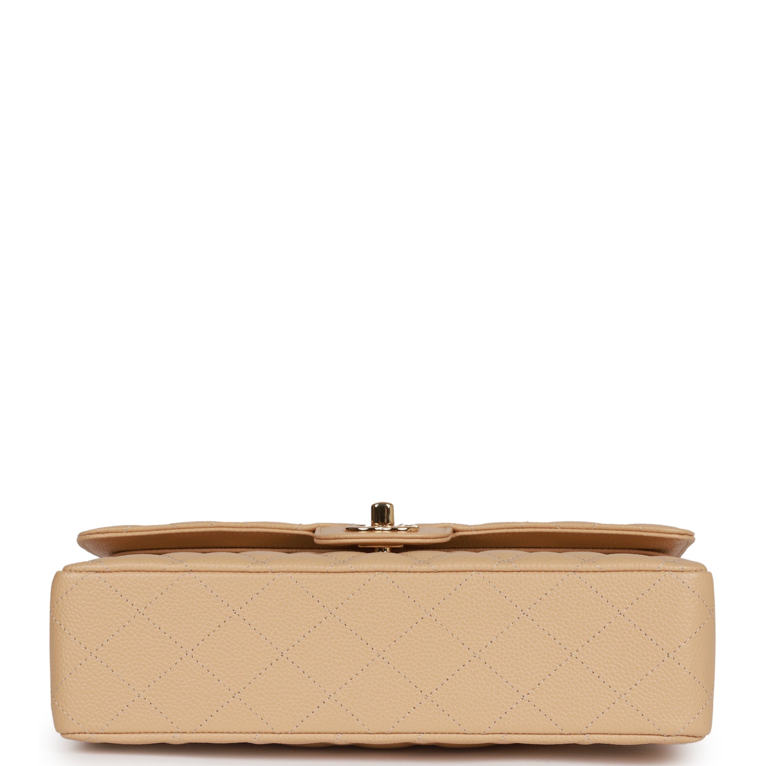 Chanel Medium Classic Double Flap Bag Beige Caviar Gold Hardware