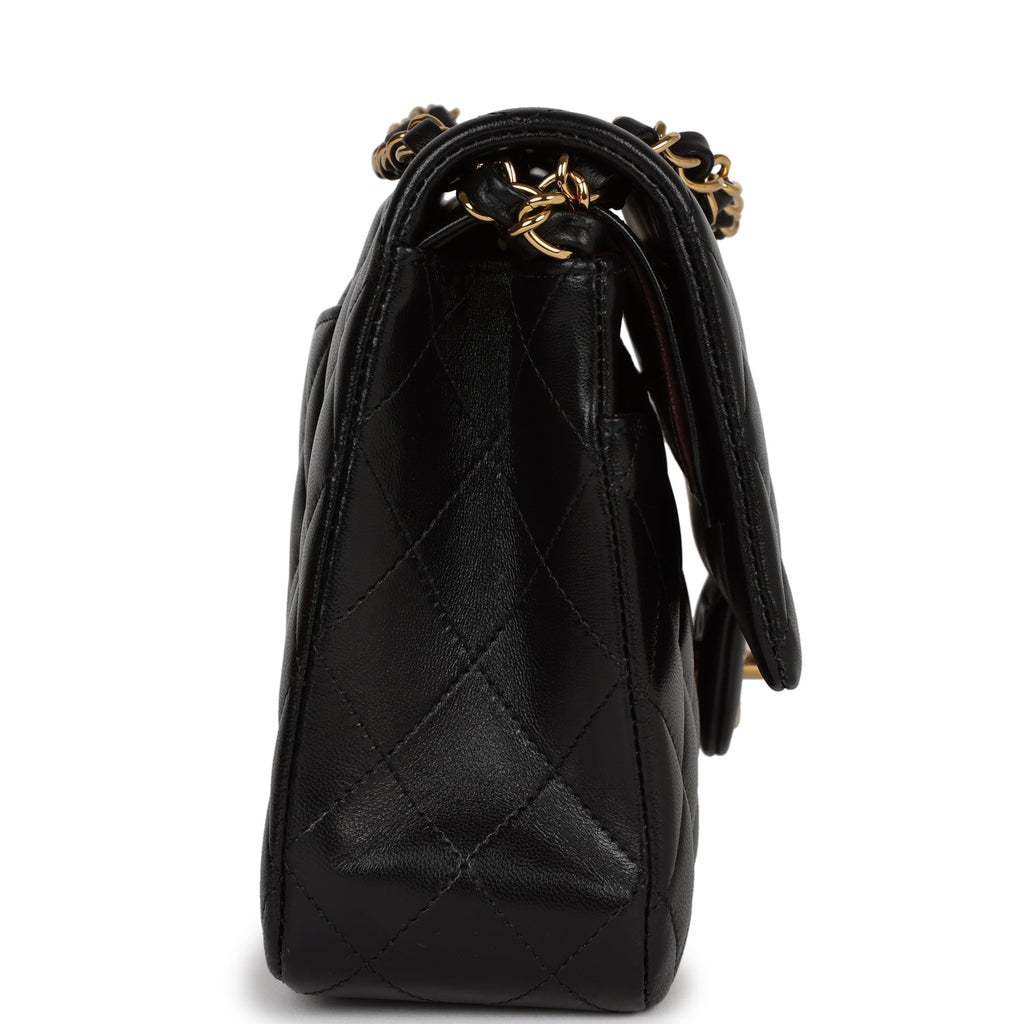 Chanel Medium Classic Double Flap Bag Black Lambskin Gold Hardware