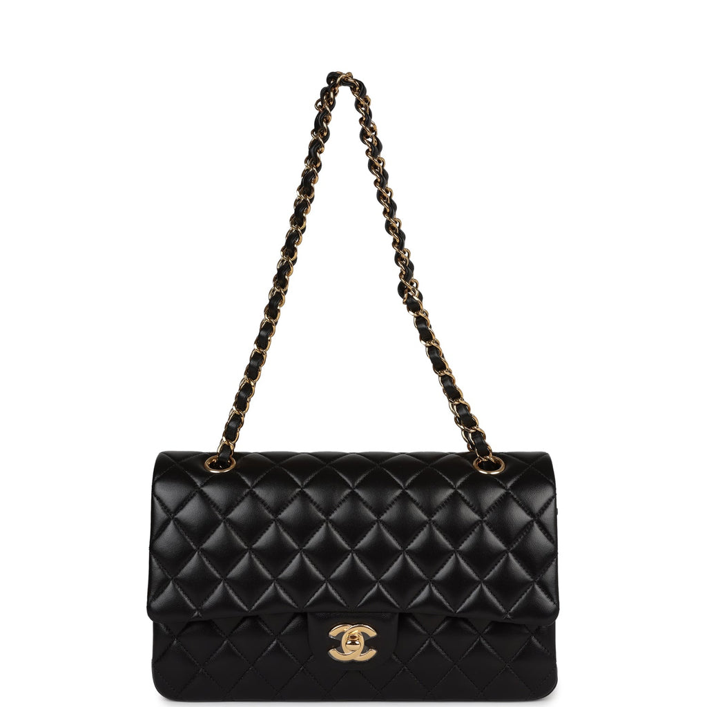 Chanel Medium Classic Double Flap Bag Black Lambskin Gold Hardware