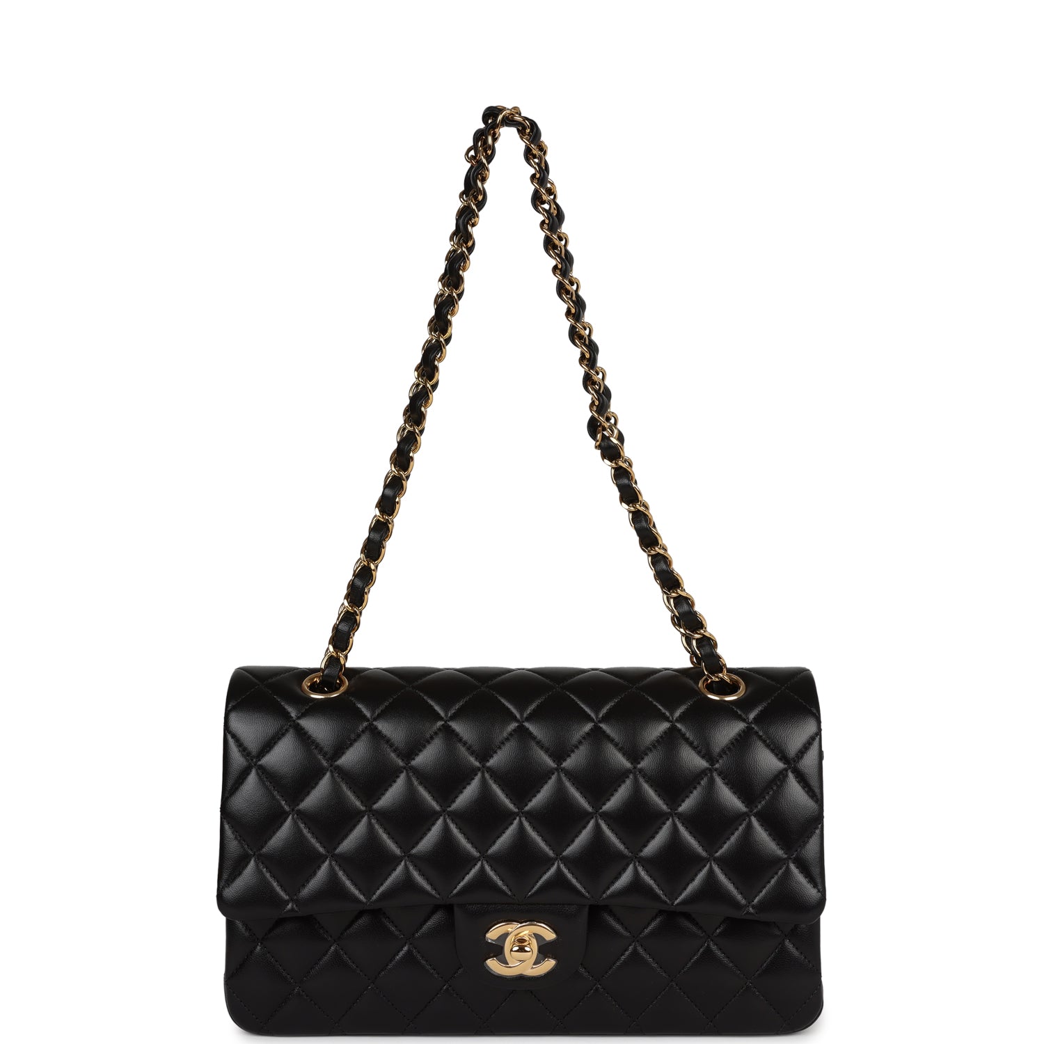 Chanel Medium Classic Double Flap Bag Black Lambskin Gold Hardware