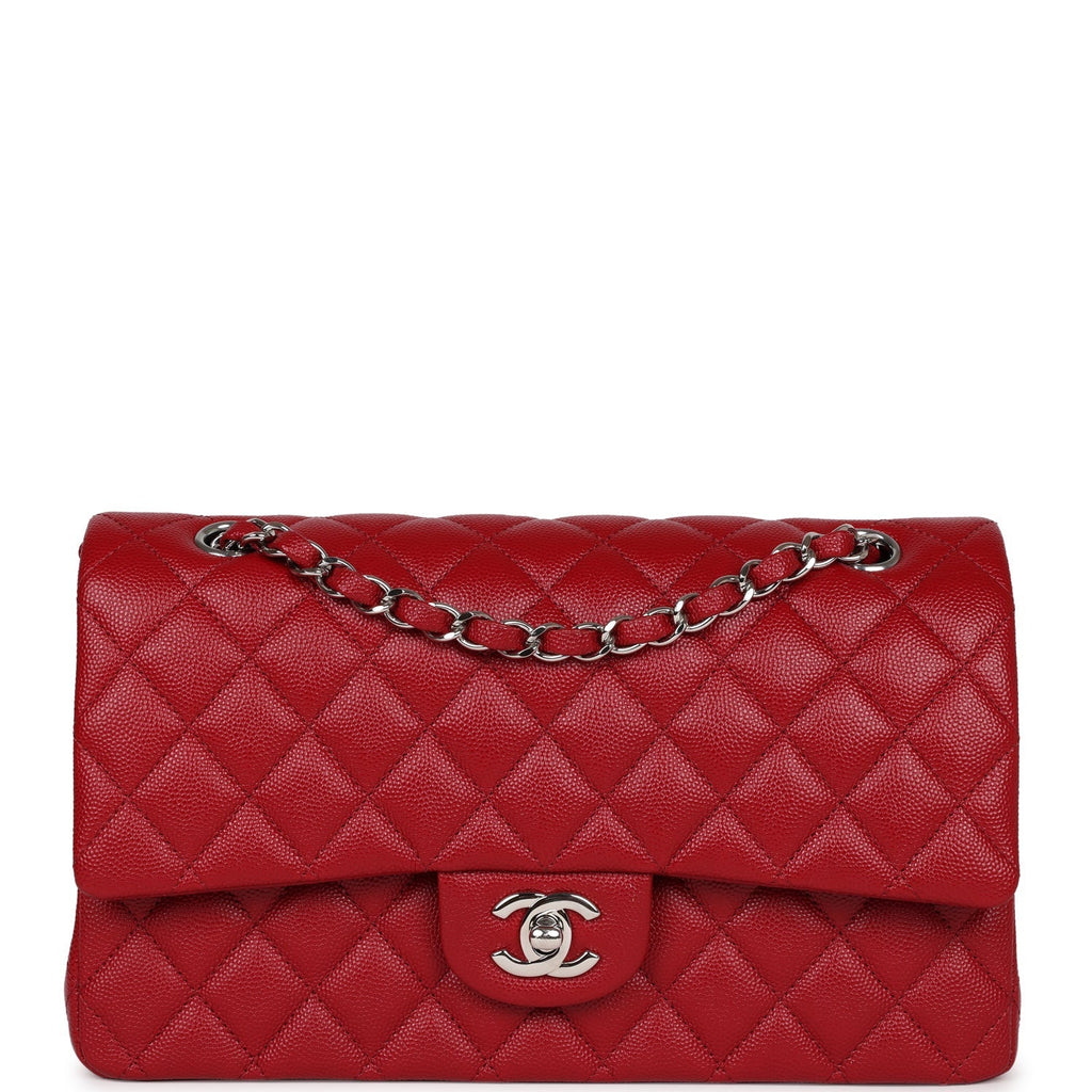 Chanel Medium Classic Double Flap Dark Red Caviar Silver Hardware
