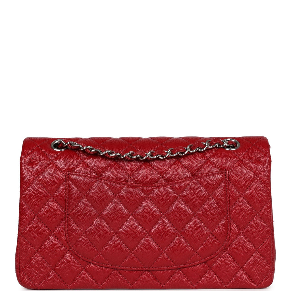 Chanel Medium Classic Double Flap Dark Red Caviar Silver Hardware