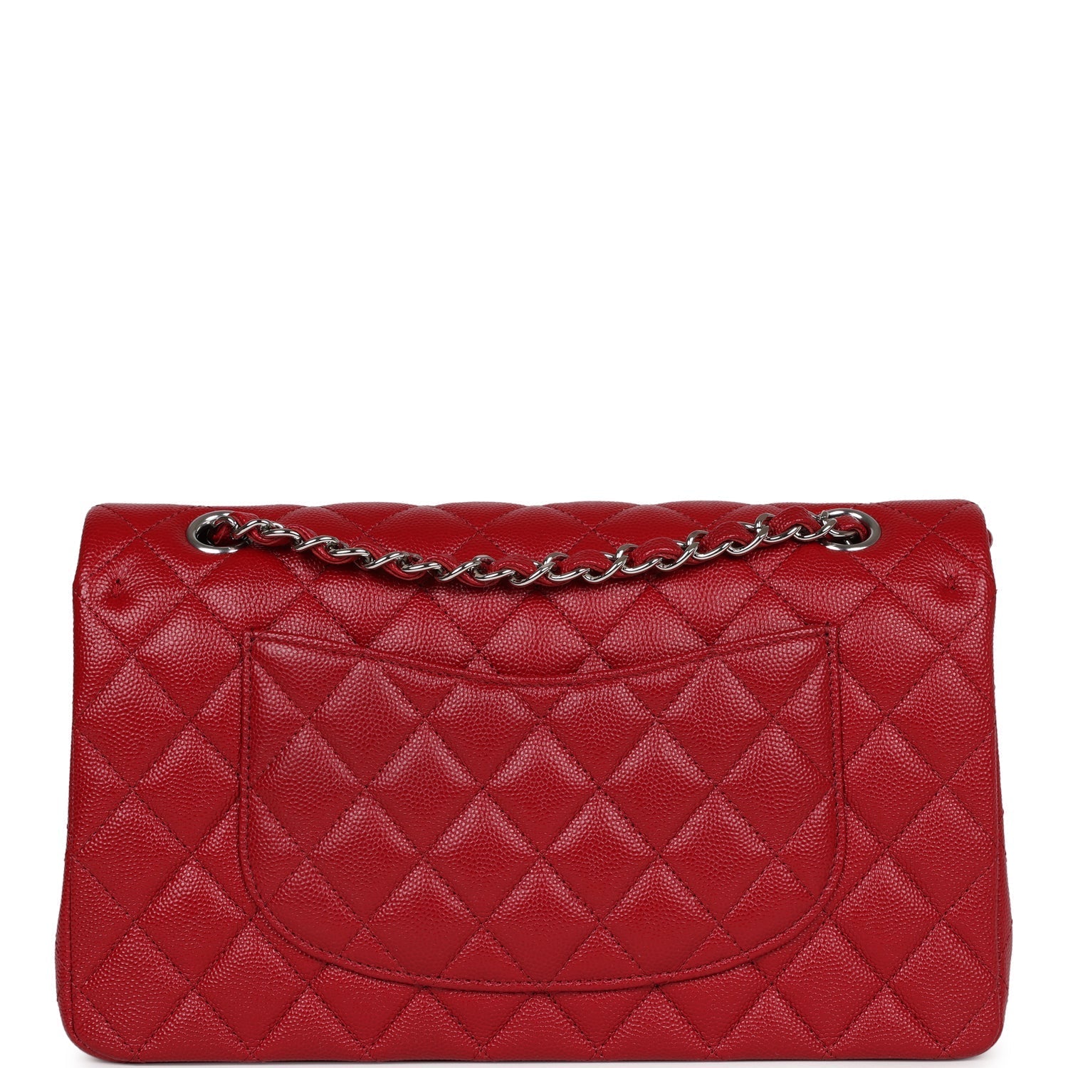 Chanel Medium Classic Double Flap Dark Red Caviar Silver Hardware