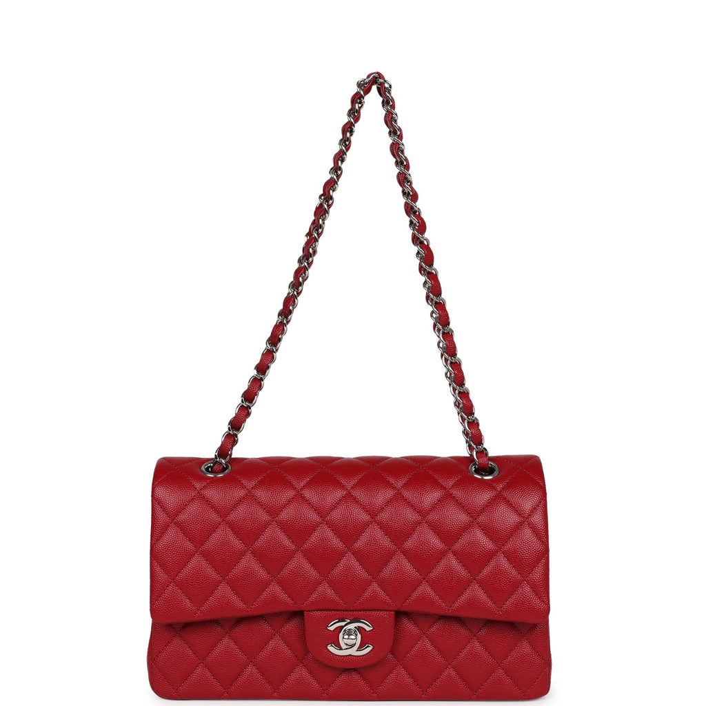 Chanel Medium Classic Double Flap Dark Red Caviar Silver Hardware