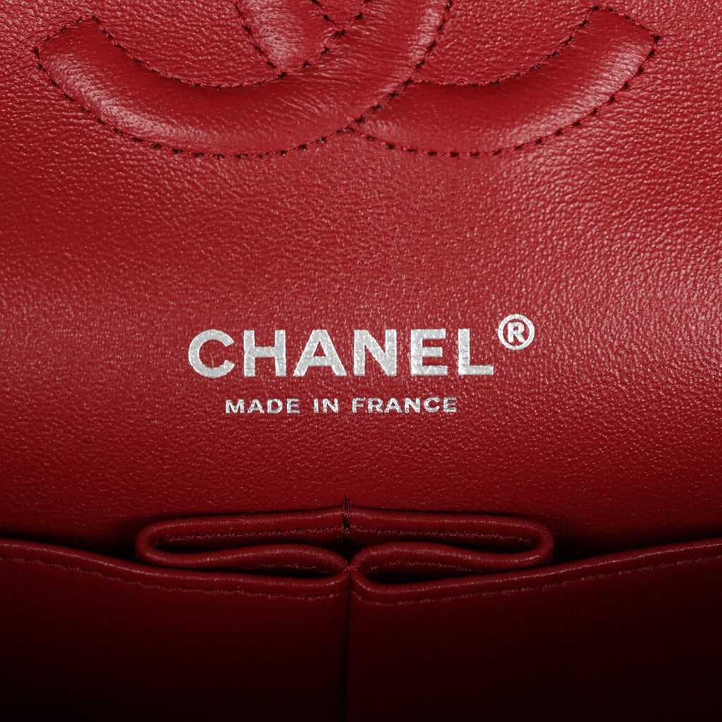 Chanel Medium Classic Double Flap Dark Red Caviar Silver Hardware