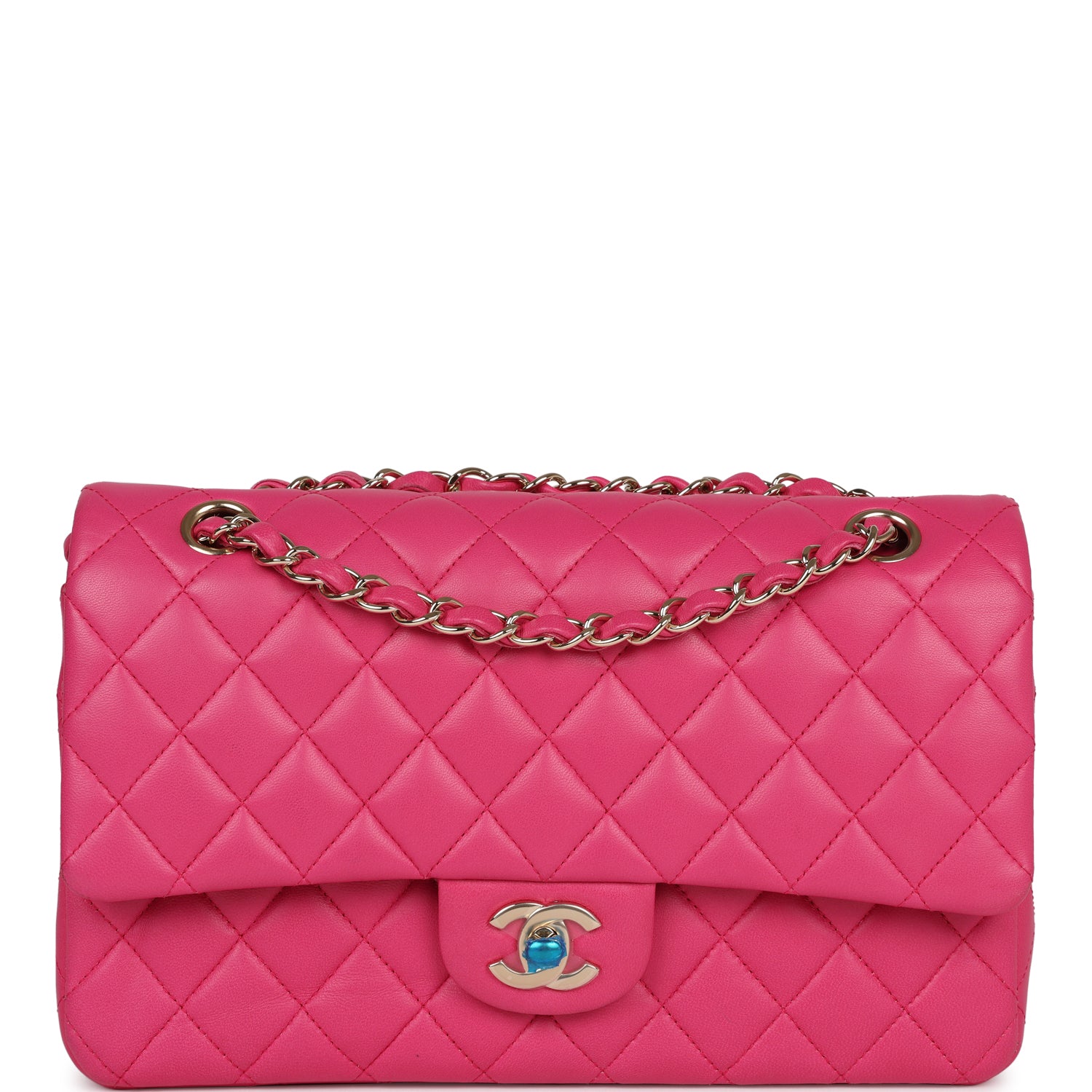 Chanel Medium Classic Double Flap Hot Pink Lambskin Gold Hardware