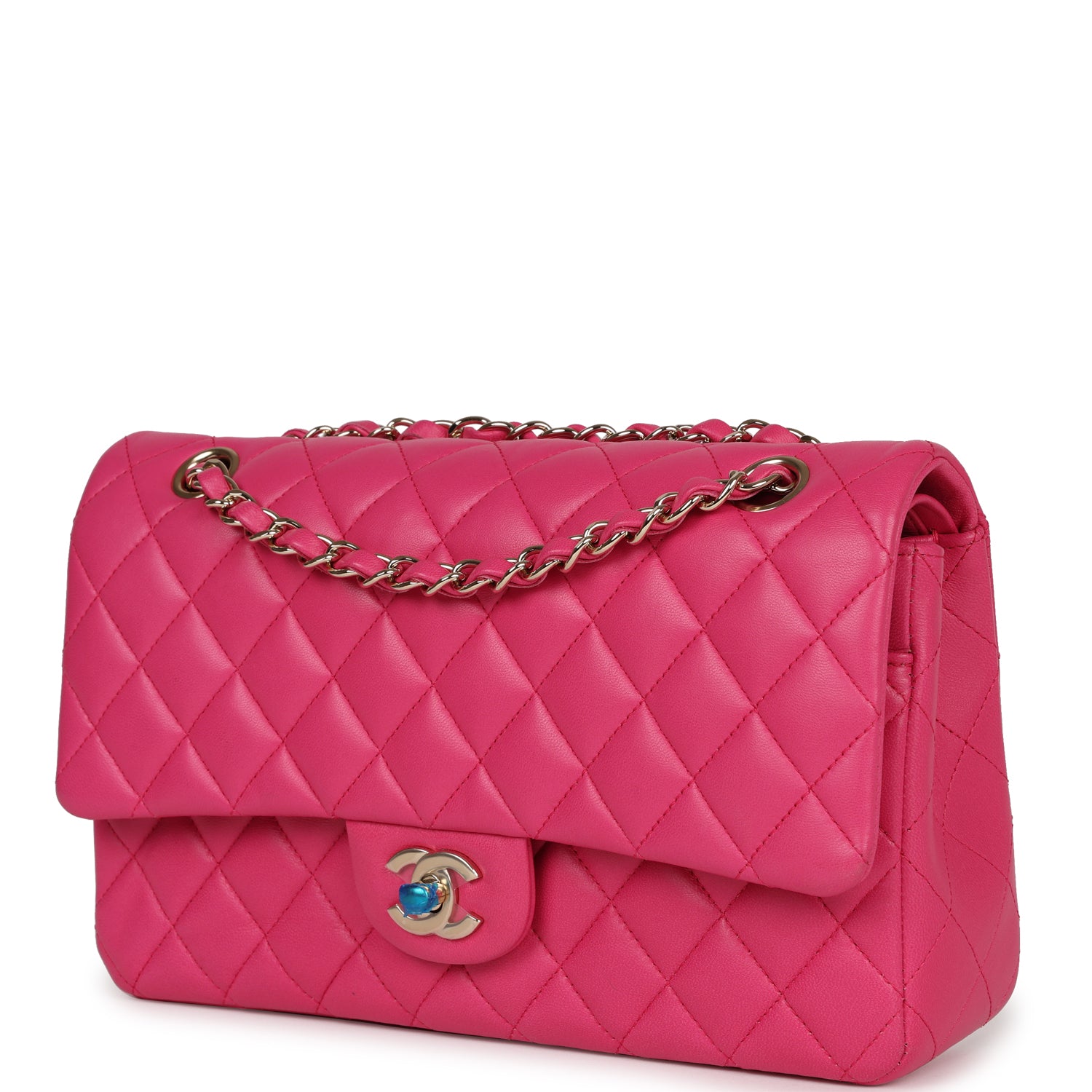 Chanel Medium Classic Double Flap Hot Pink Lambskin Gold Hardware