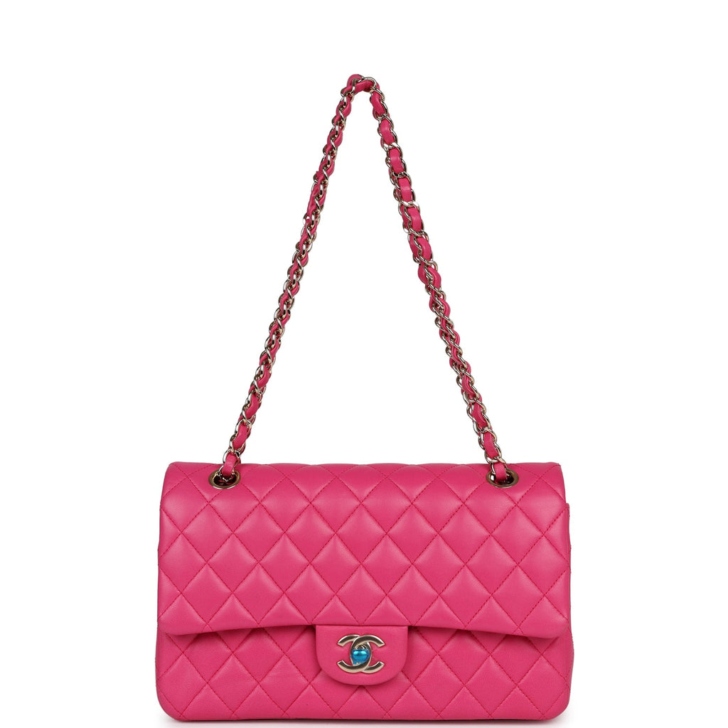Chanel Medium Classic Double Flap Hot Pink Lambskin Gold Hardware